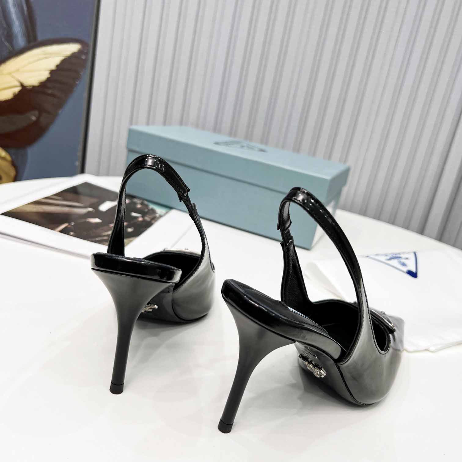 Prada Brushed Leather Slingback Pumps - EUR FASHION