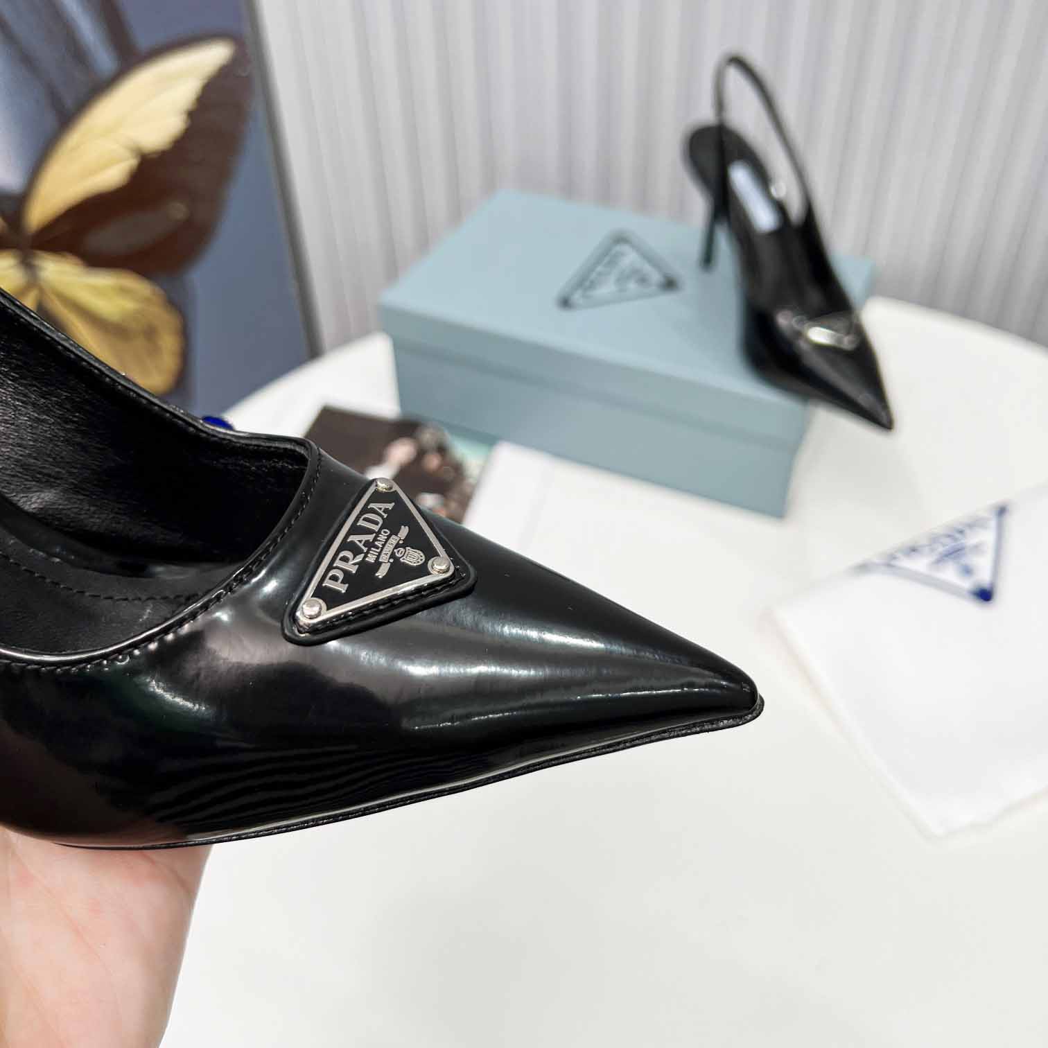 Prada Brushed Leather Slingback Pumps - EUR FASHION