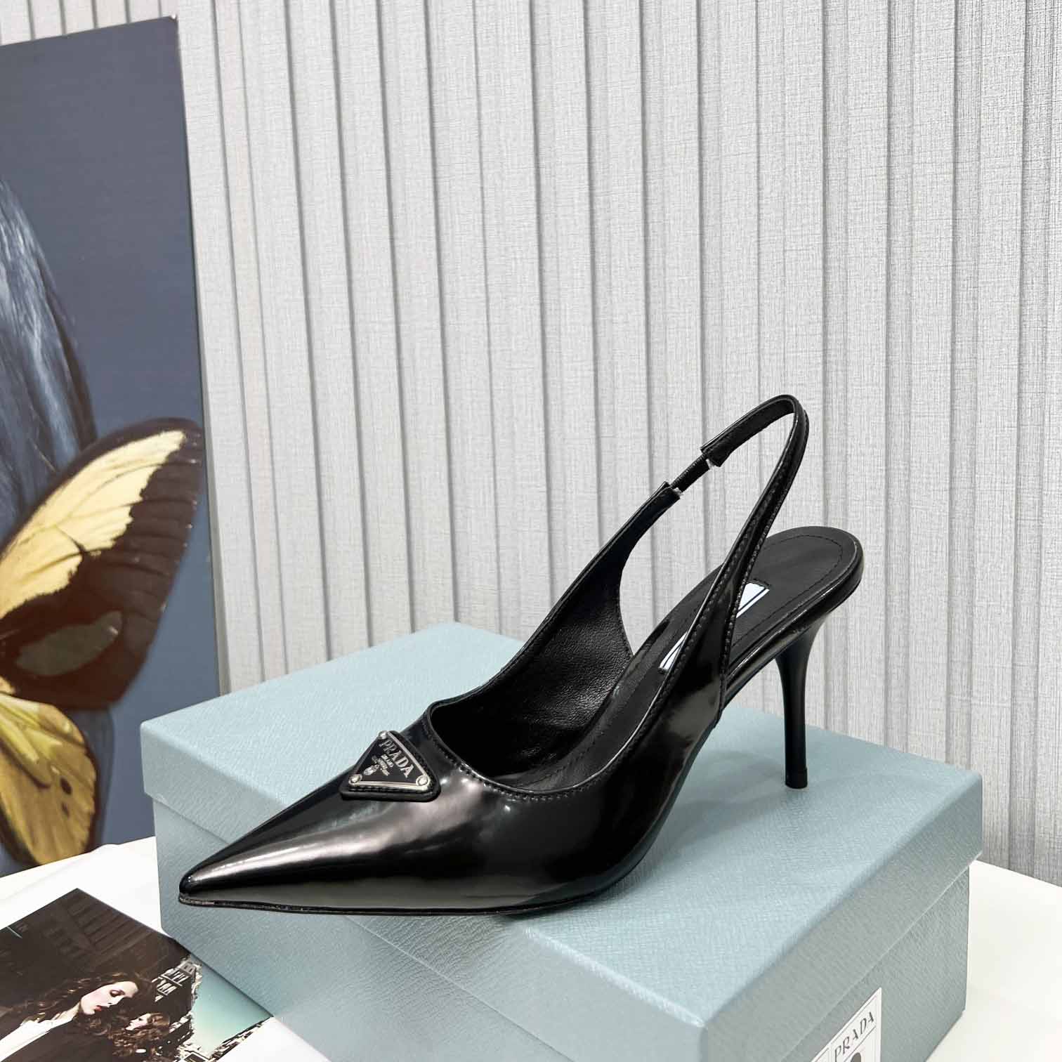 Prada Brushed Leather Slingback Pumps - EUR FASHION
