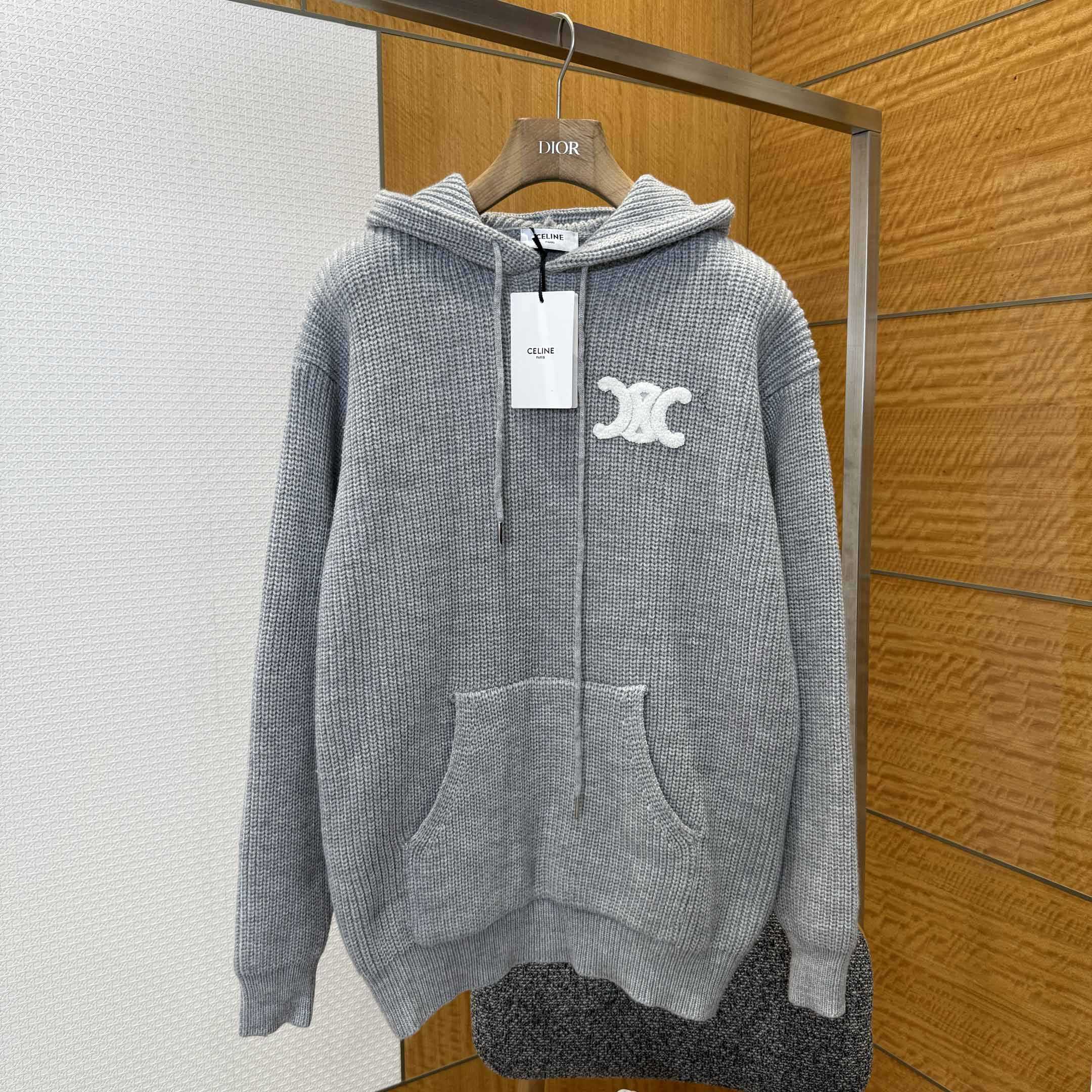 Celine Hooded Sweater In Ribbed Wool - EUR FASHION