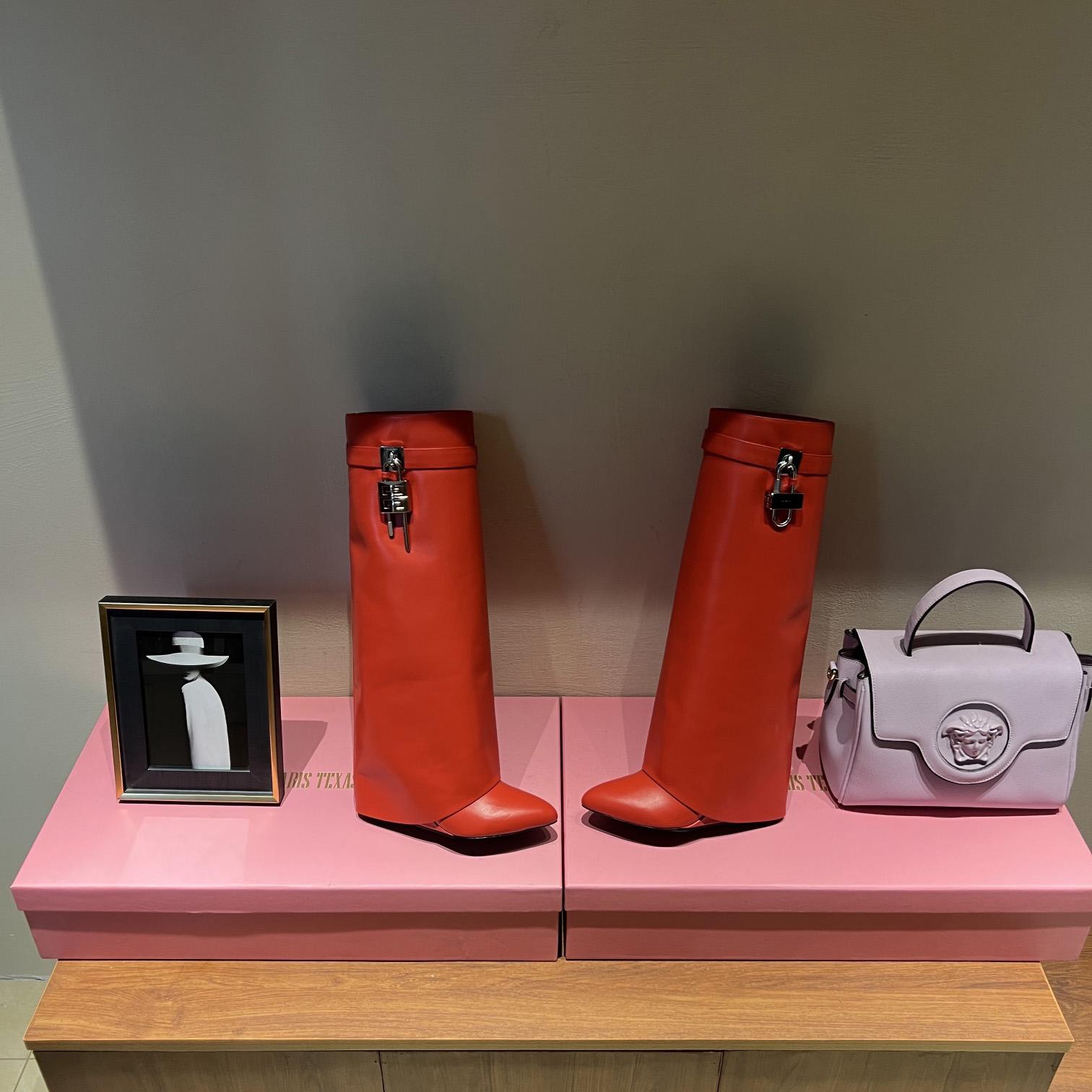 Givenchy Shark Lock Leather Knee-high Boots - EUR FASHION