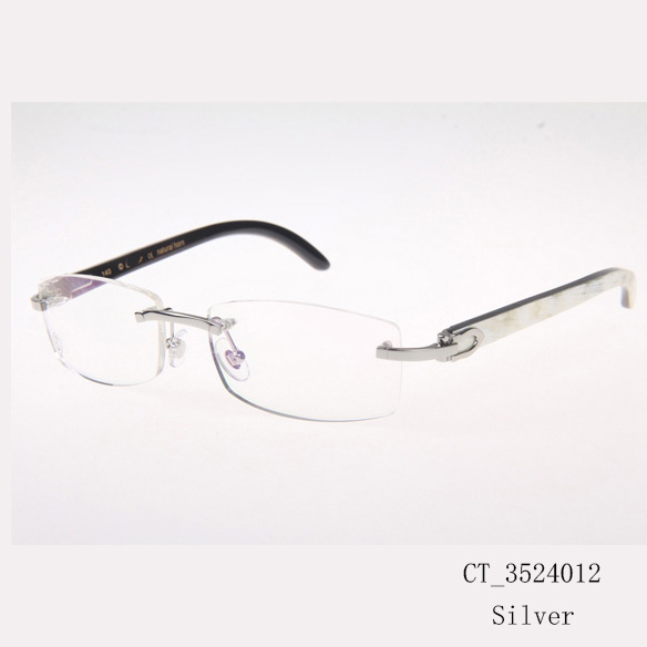 Cartier CT_3524012 White Mix Black Buffalo Eyeglasses In Silver - EUR FASHION