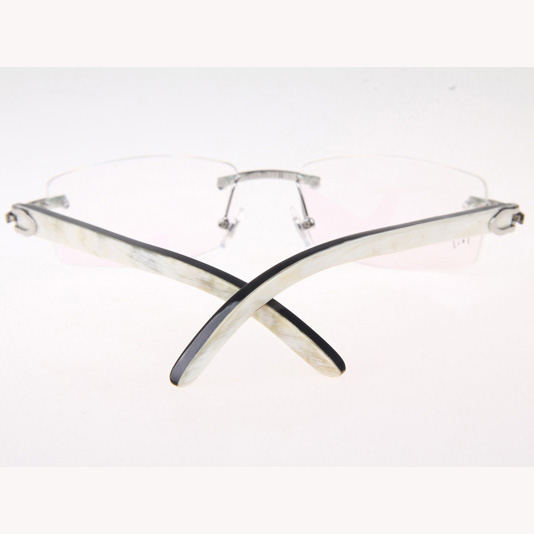 Cartier CT_3524012 White Mix Black Buffalo Eyeglasses In Silver - EUR FASHION