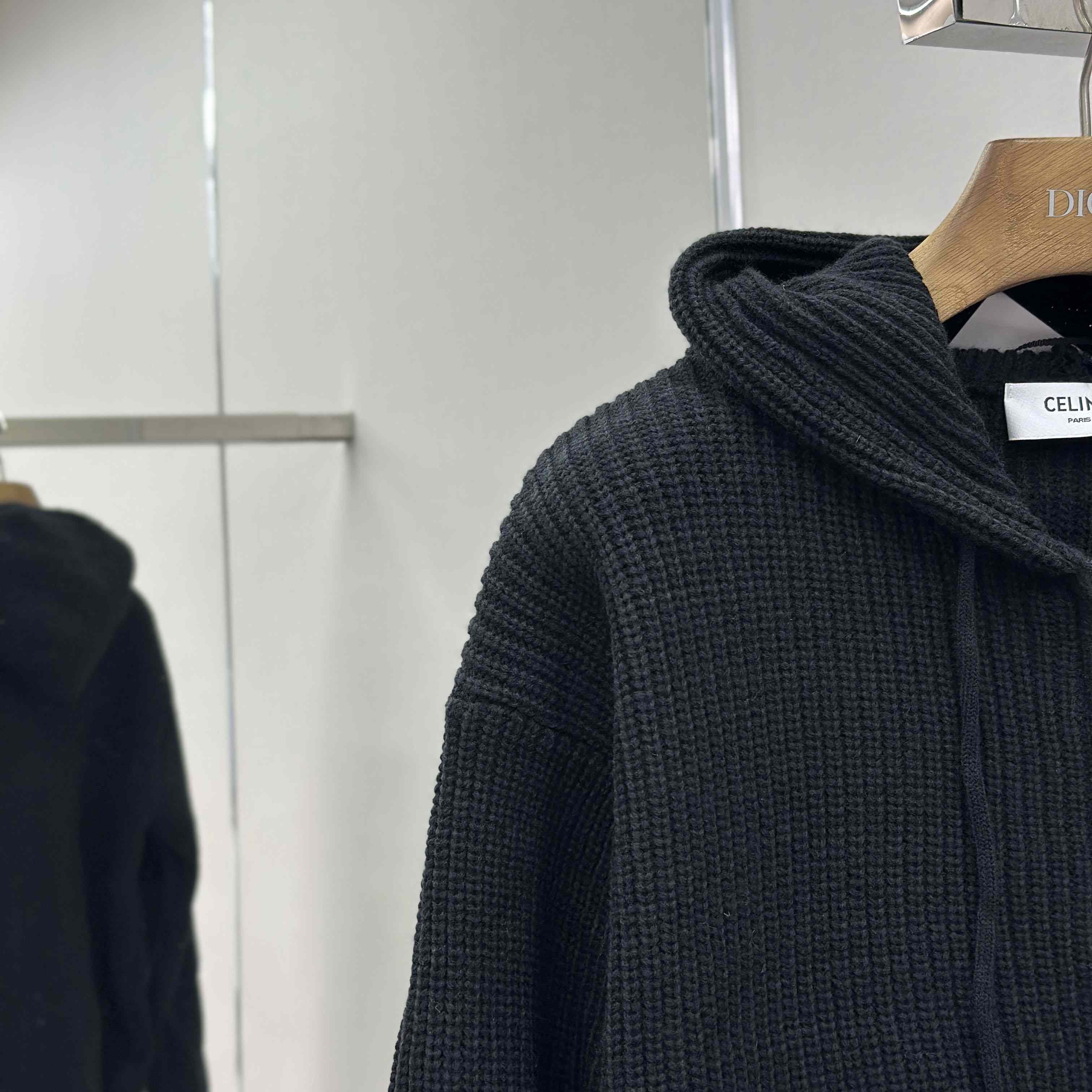 Celine Hooded Cardigan In Ribbed Wool - EUR FASHION