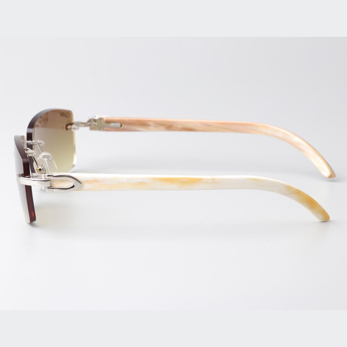 Cartier CT_3524012 White Buffalo Sunglasses In Silver Brown - EUR FASHION