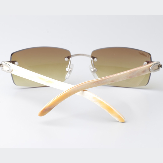 Cartier CT_3524012 White Buffalo Sunglasses In Silver Brown - EUR FASHION