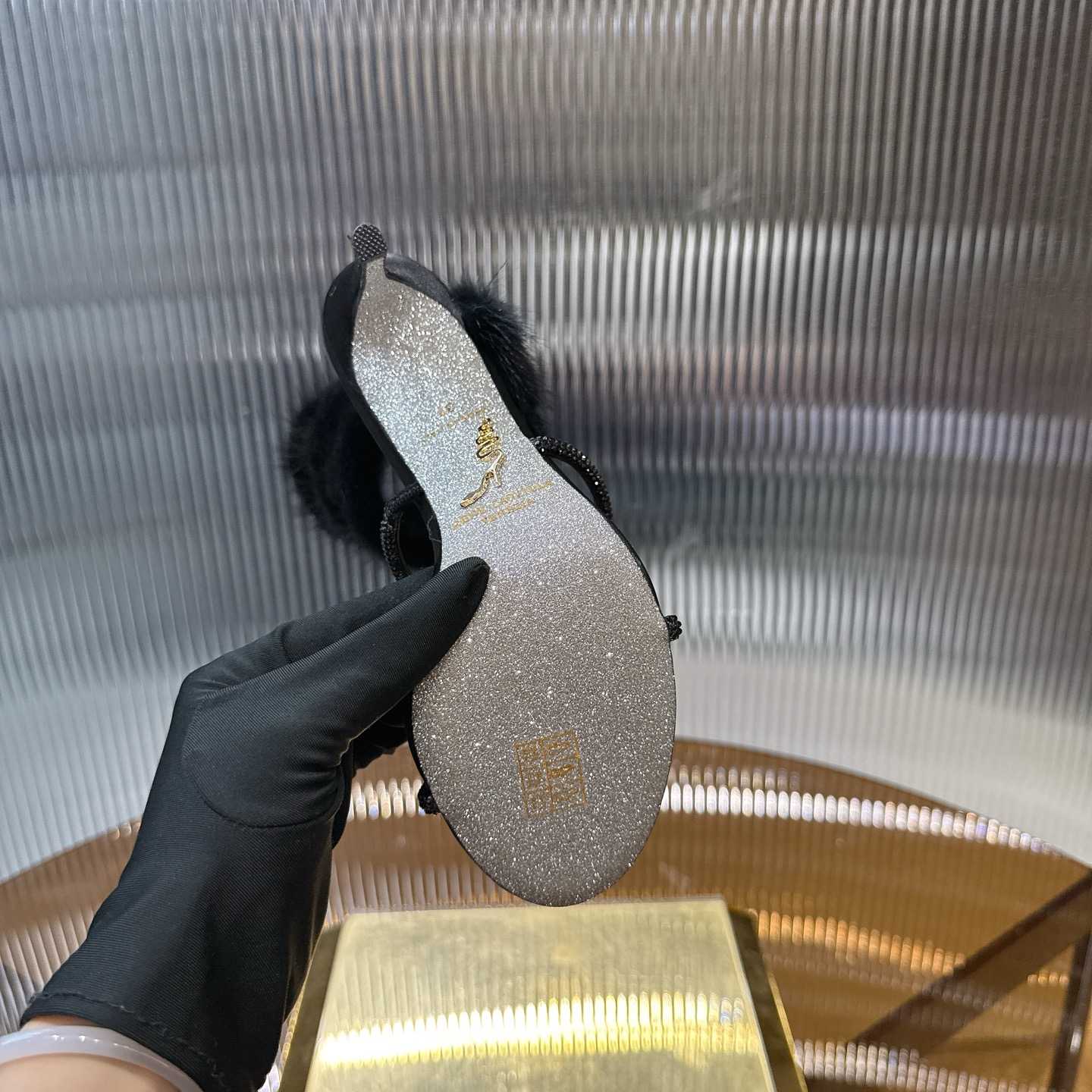 Rene Caovilla Lapin Fur-embellished 95mm Sandal   - EUR FASHION