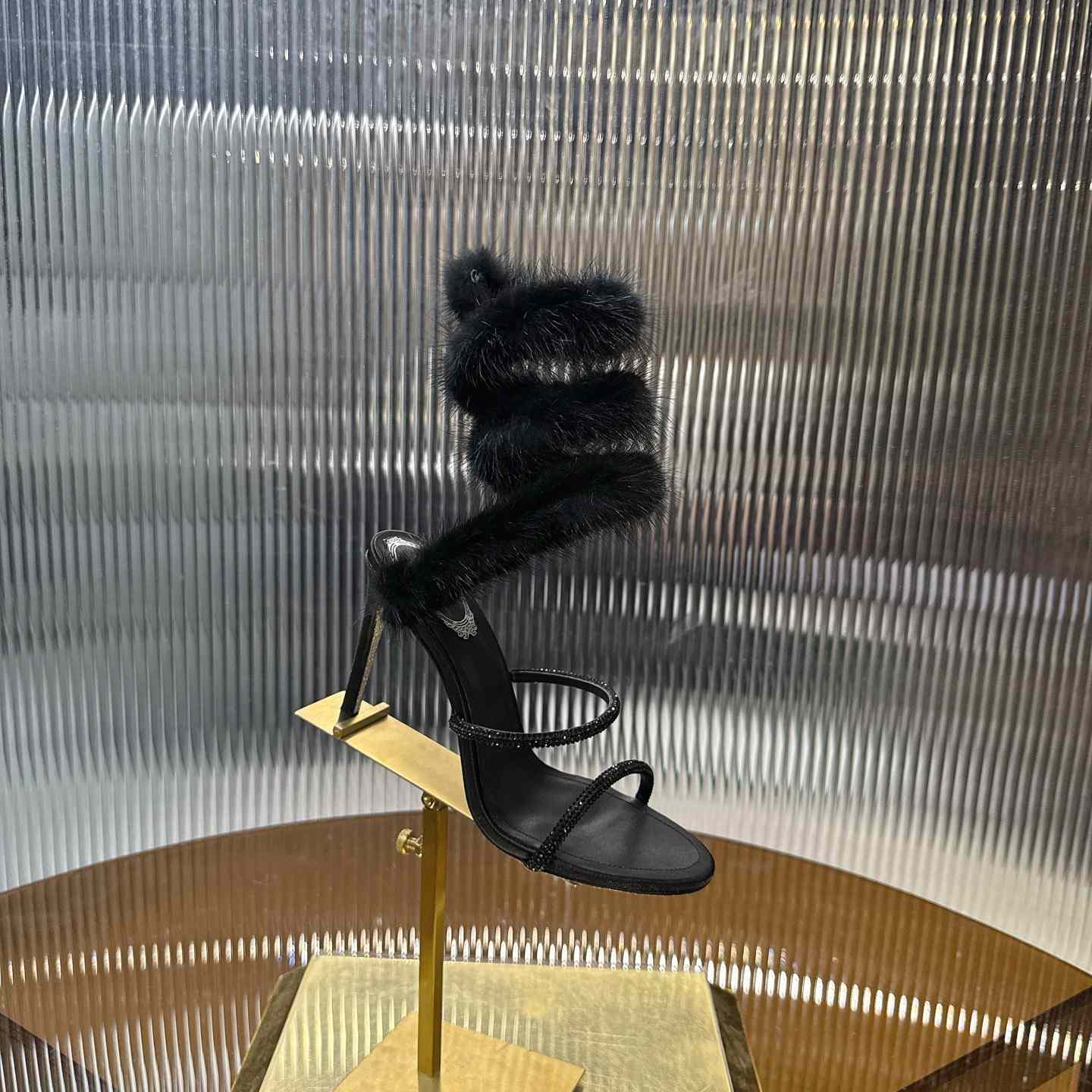 Rene Caovilla Lapin Fur-embellished 95mm Sandal   - EUR FASHION