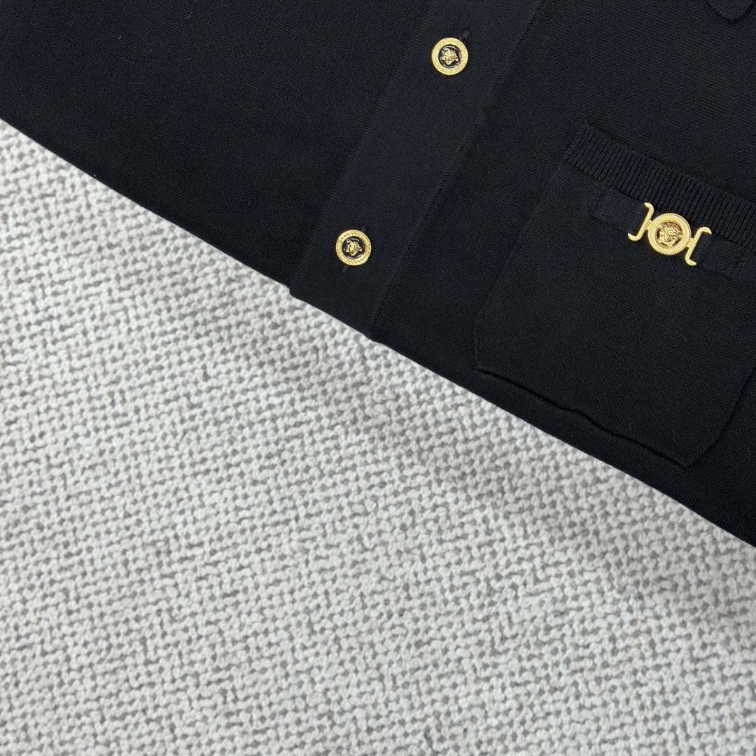 Versace Cashmere-Blend Knit Polo Cardigan - EUR FASHION