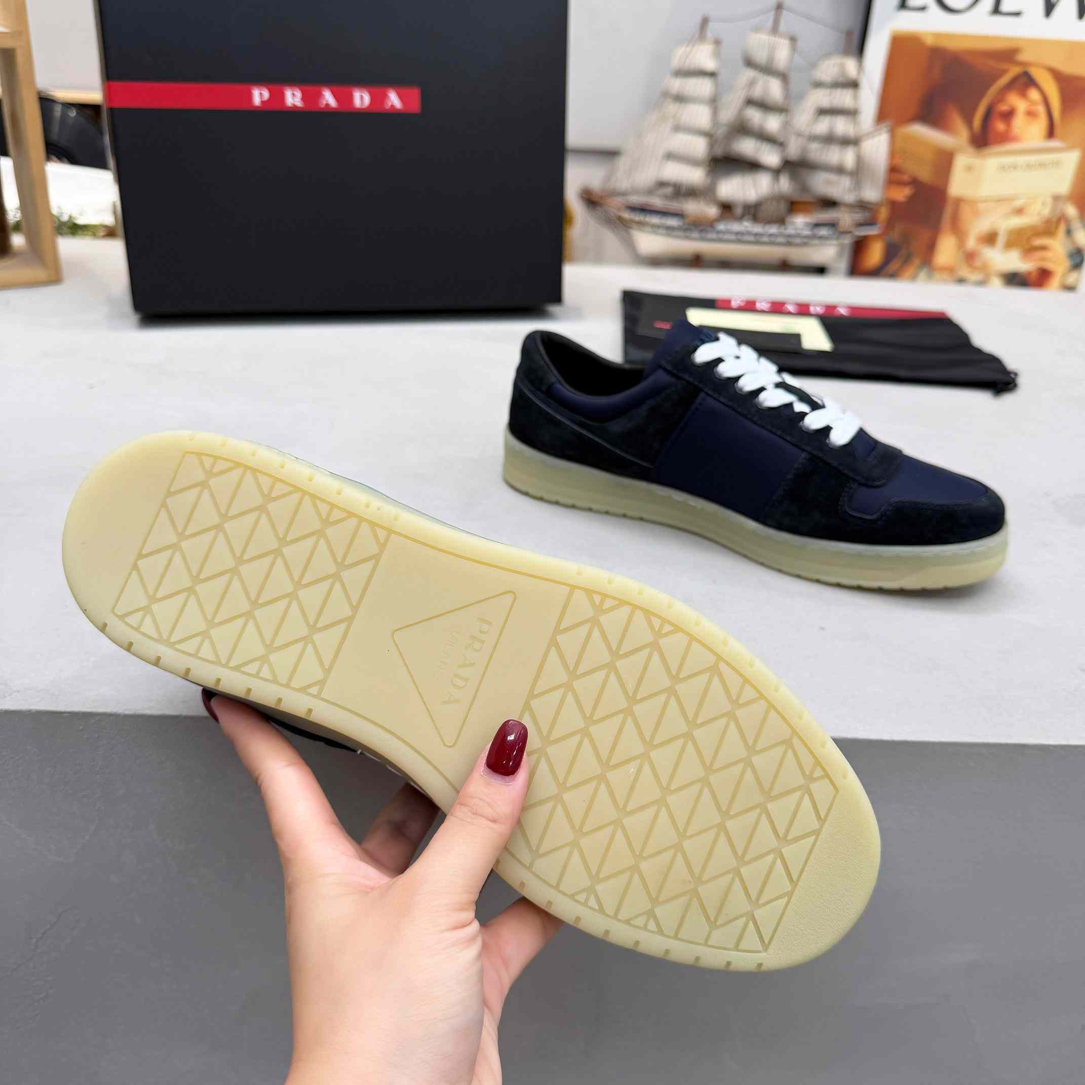 Prada Downtown Eyelets-detail Suede Sneakers - EUR FASHION