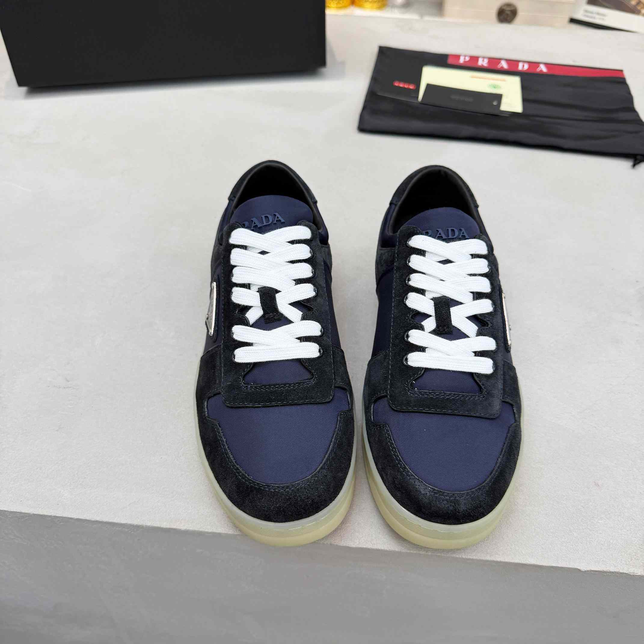 Prada Downtown Eyelets-detail Suede Sneakers - EUR FASHION