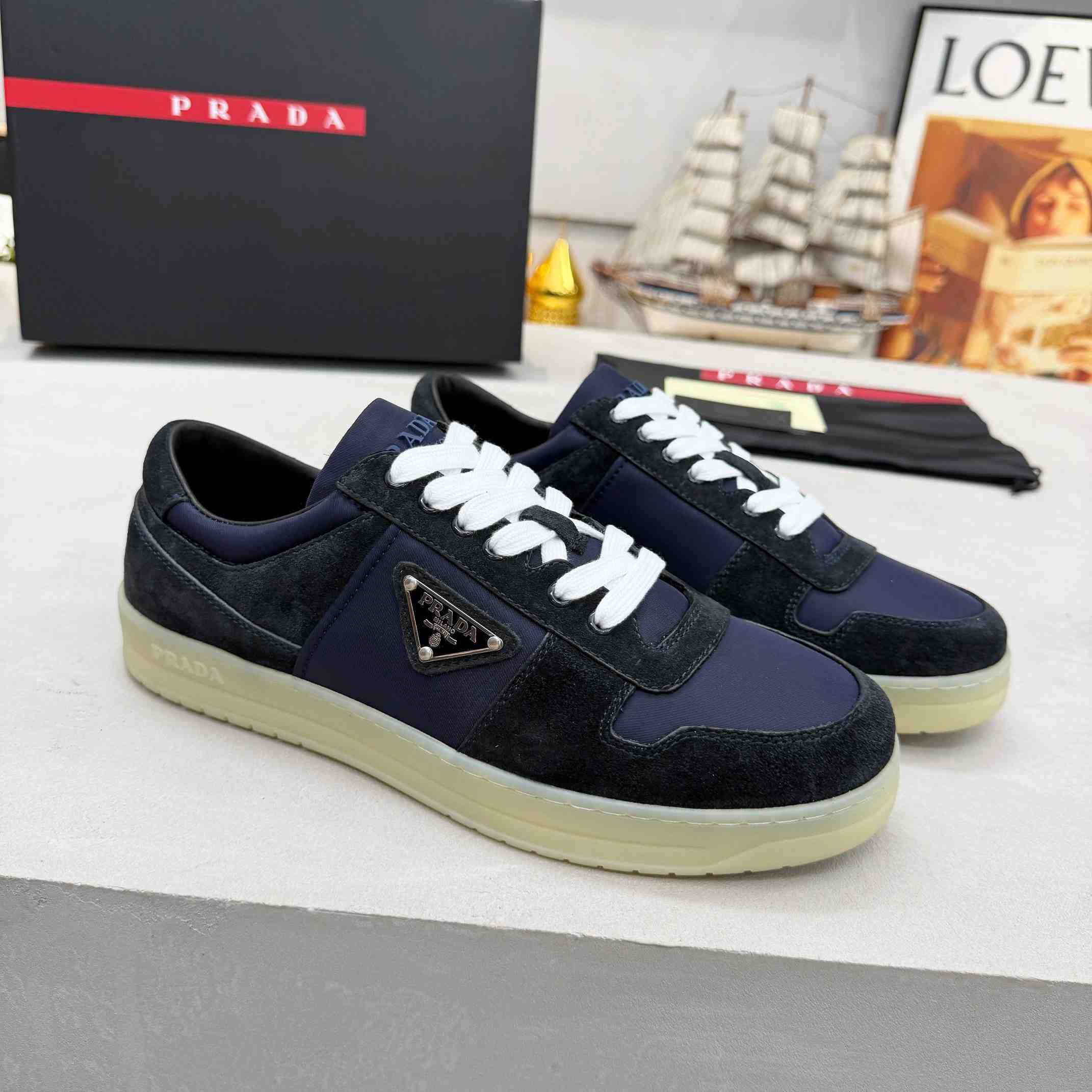 Prada Downtown Eyelets-detail Suede Sneakers - EUR FASHION