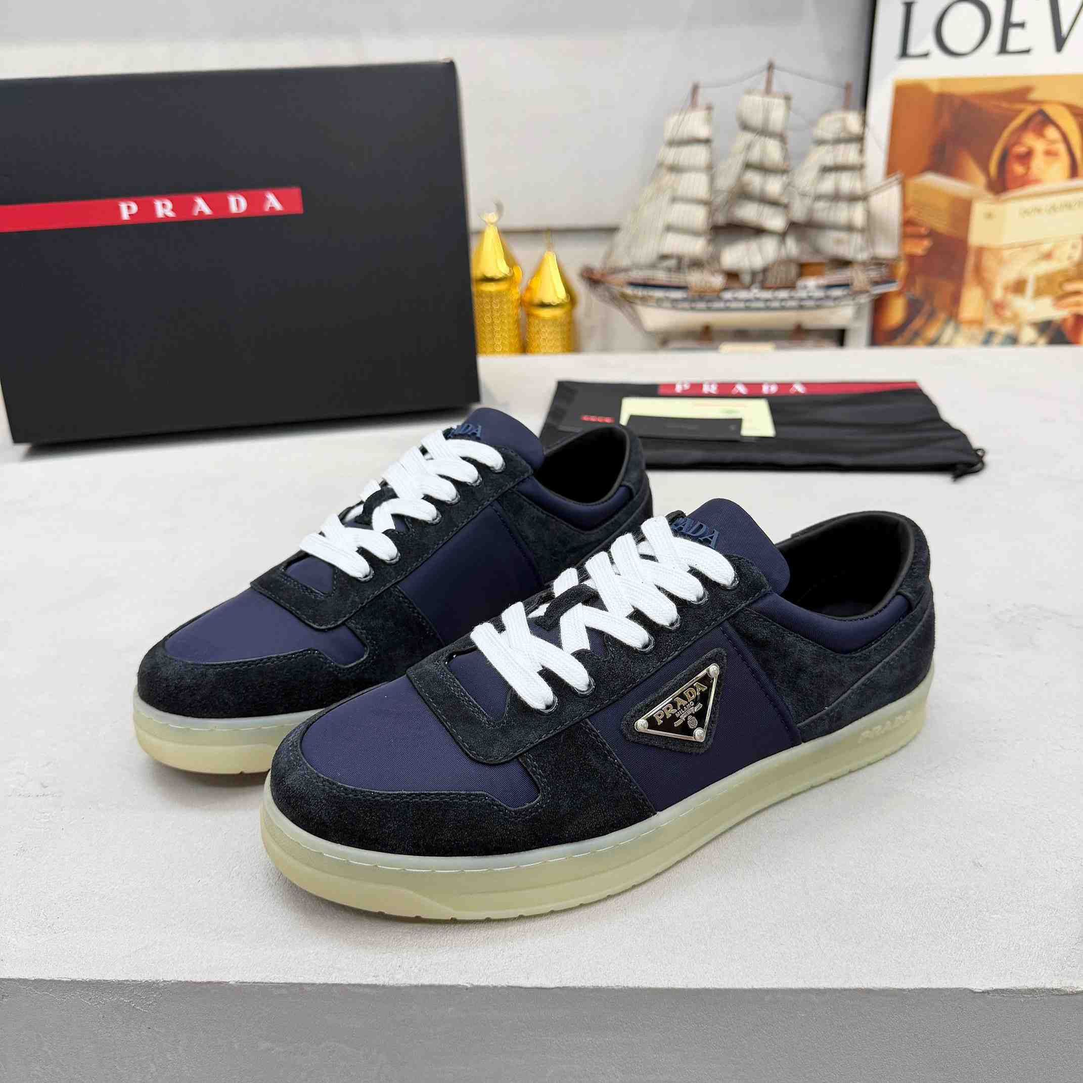 Prada Downtown Eyelets-detail Suede Sneakers - EUR FASHION