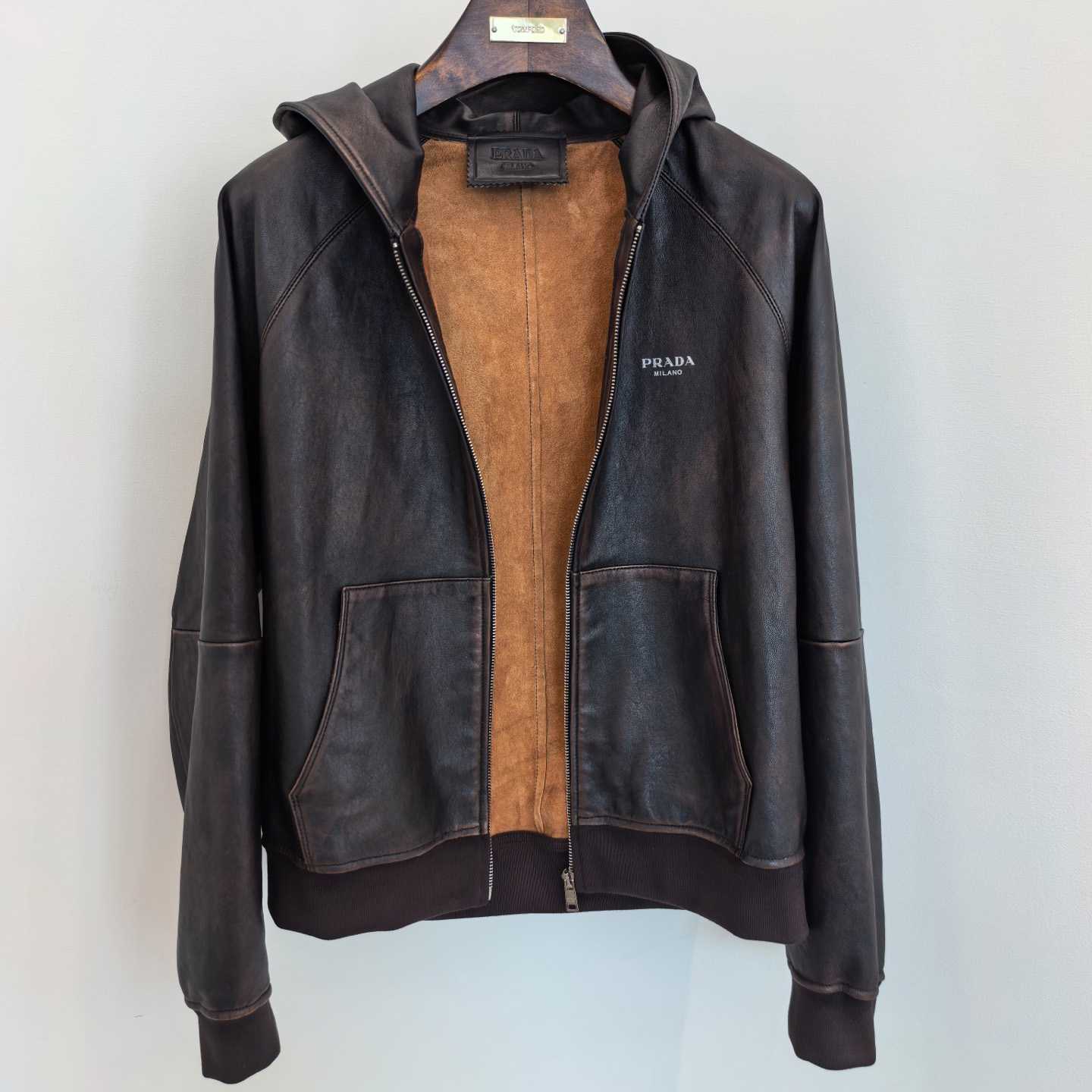 Prada Nappa Leather Hoodie Jacket - EUR FASHION