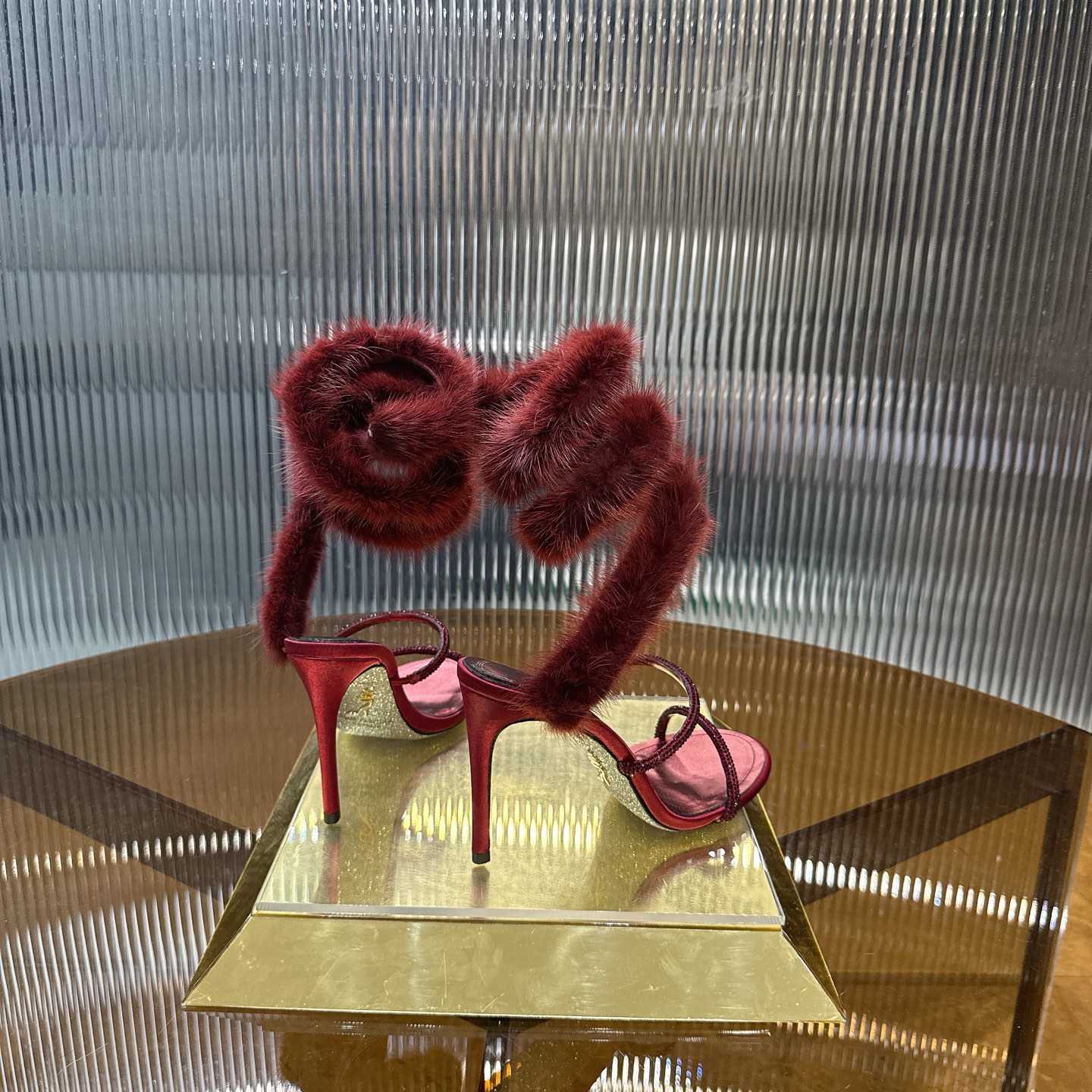 Rene Caovilla Lapin Fur-embellished 95mm Sandal   - EUR FASHION