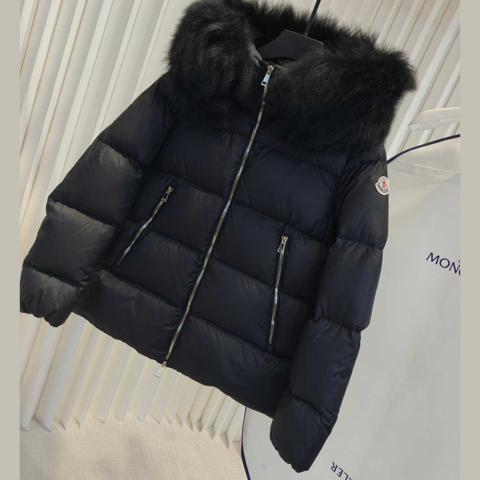 Moncler Laichefur Hooded Shearling-Trimmed Short Down Jacket - EUR FASHION