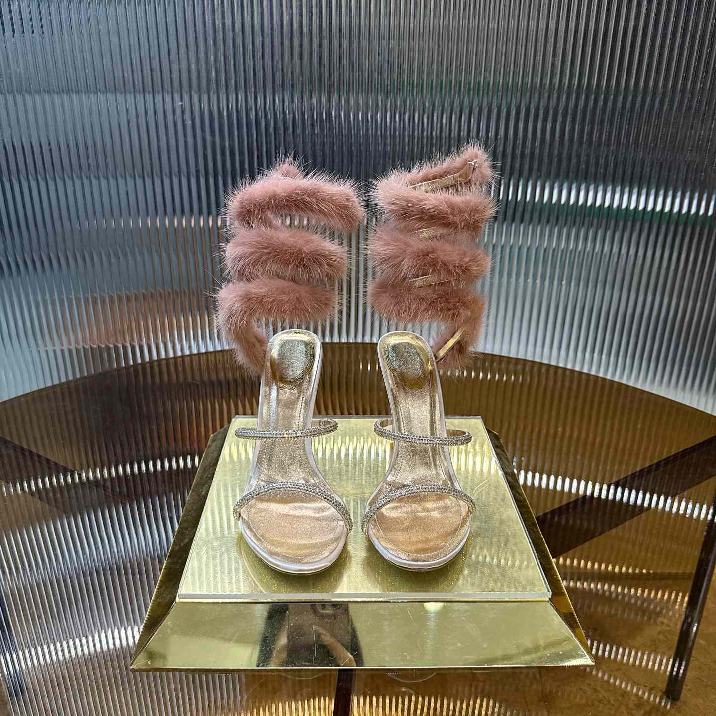 Rene Caovilla Lapin Fur-embellished 95mm Sandal   - EUR FASHION