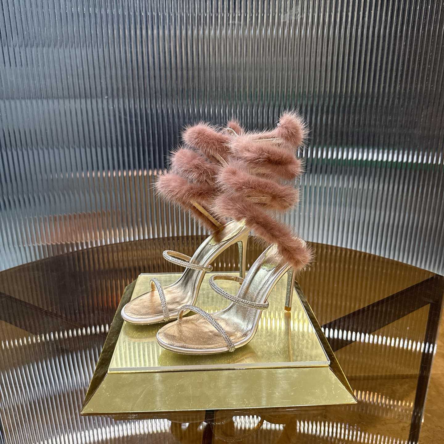 Rene Caovilla Lapin Fur-embellished 95mm Sandal   - EUR FASHION