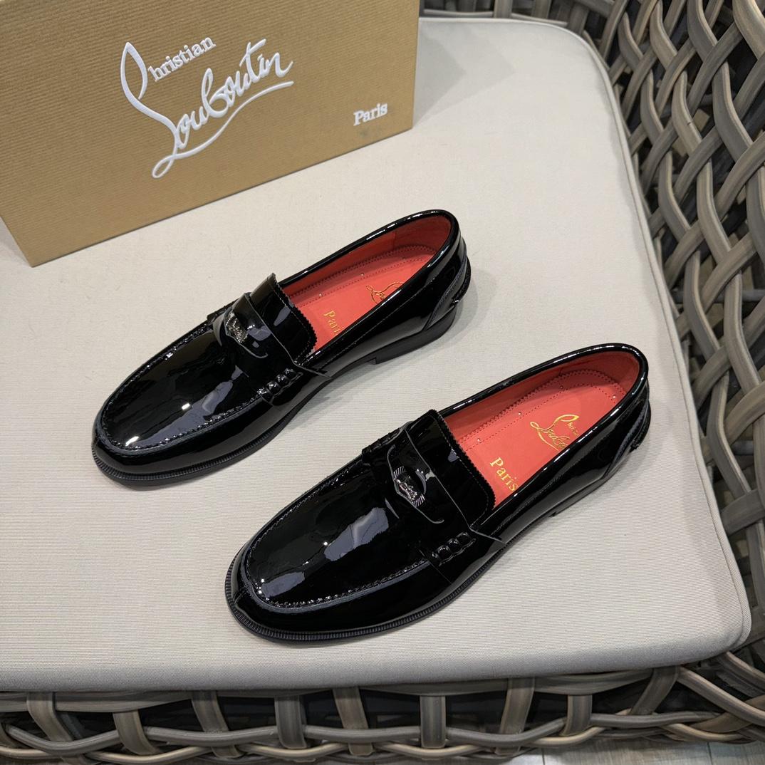 Christian Louboutin Penny Loafers - Patent calf leather - Black - EUR FASHION