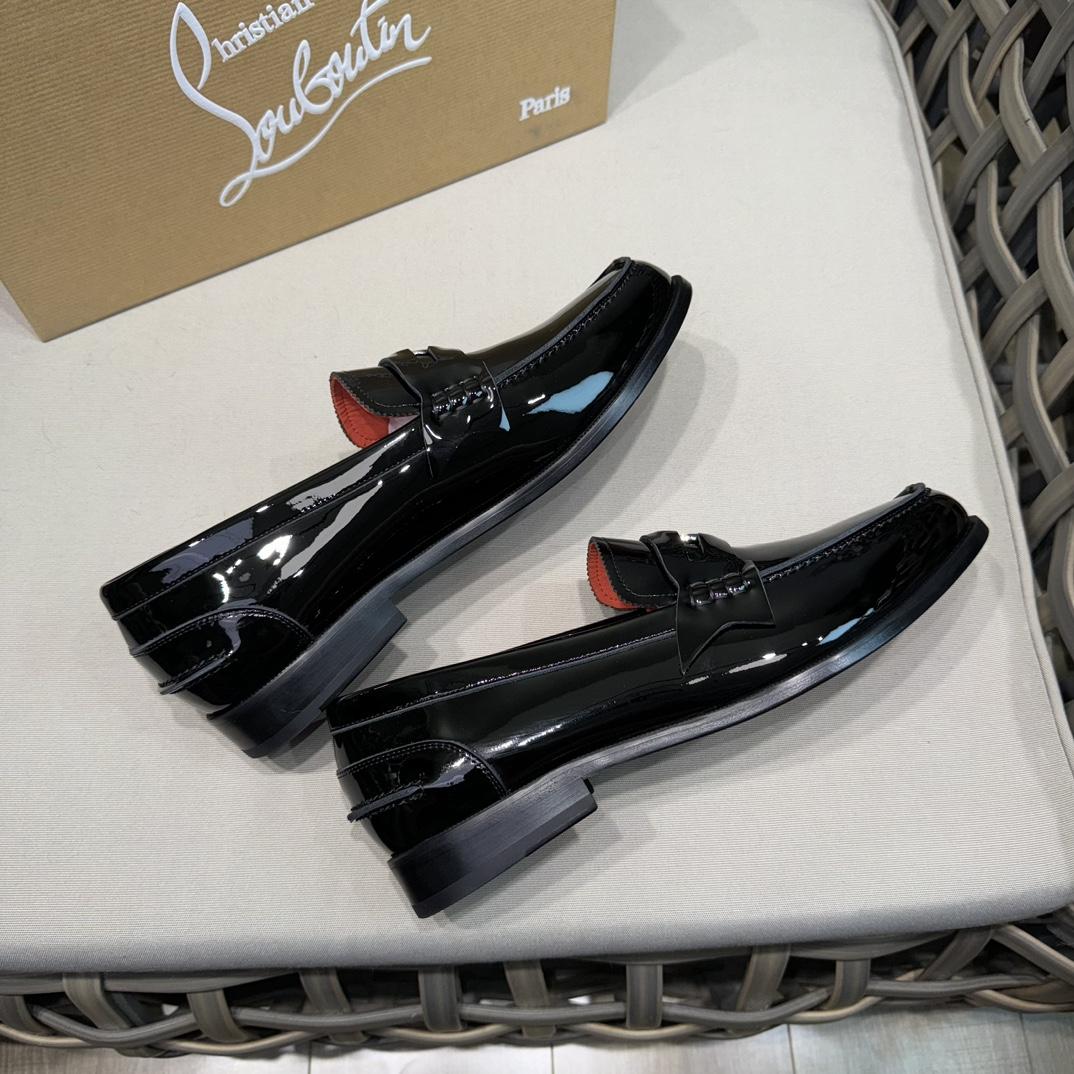 Christian Louboutin Penny Loafers - Patent calf leather - Black - EUR FASHION