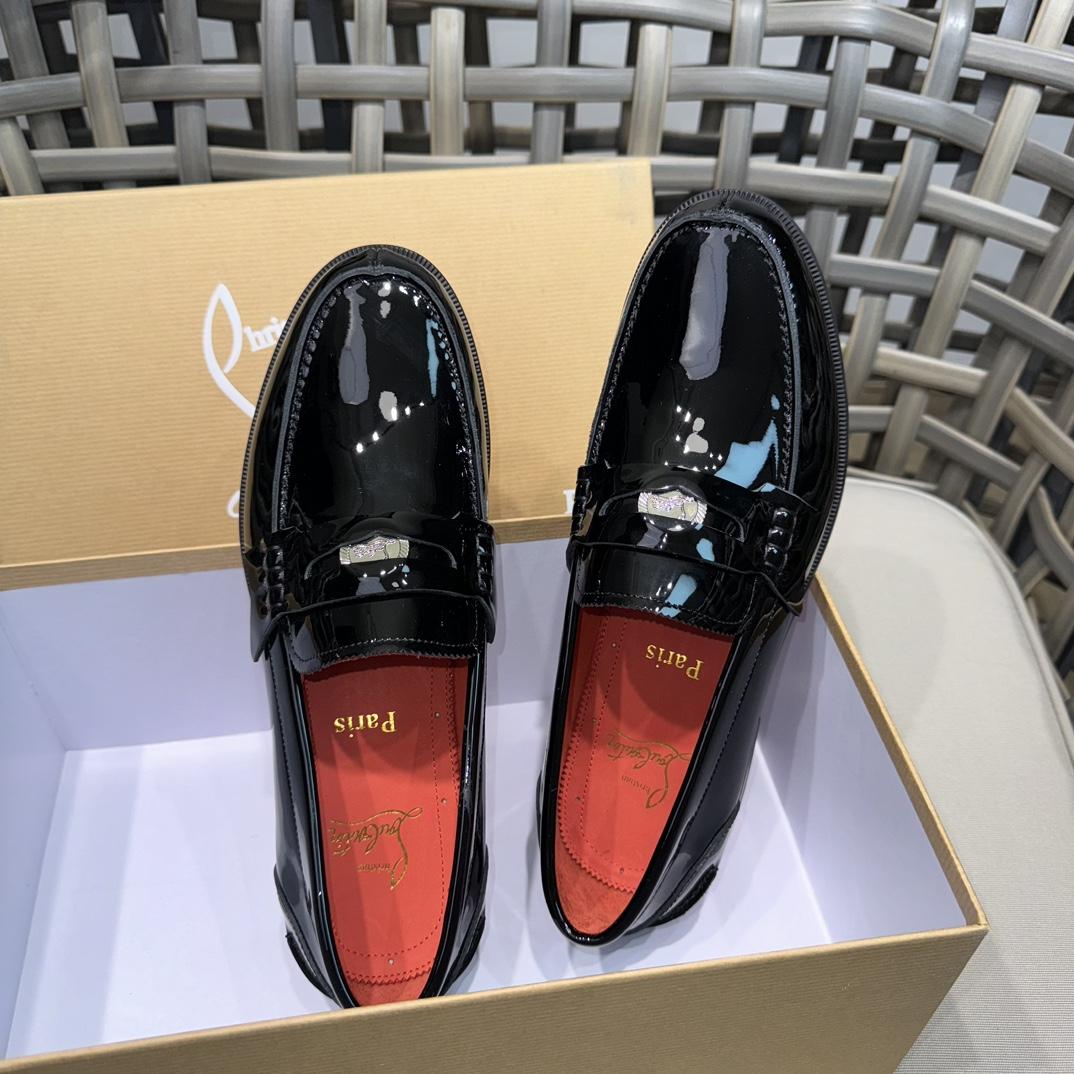 Christian Louboutin Penny Loafers - Patent calf leather - Black - EUR FASHION