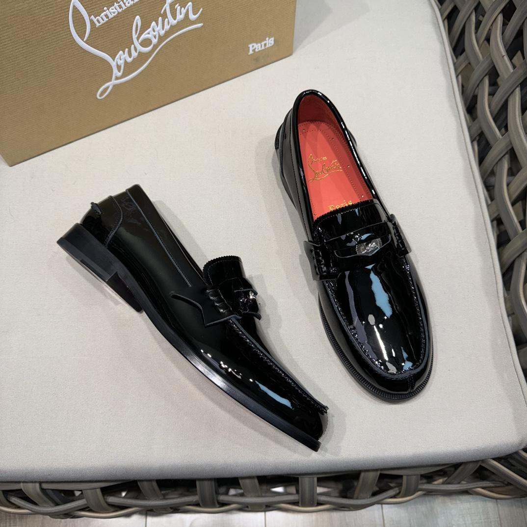 Christian Louboutin Penny Loafers - Patent calf leather - Black - EUR FASHION