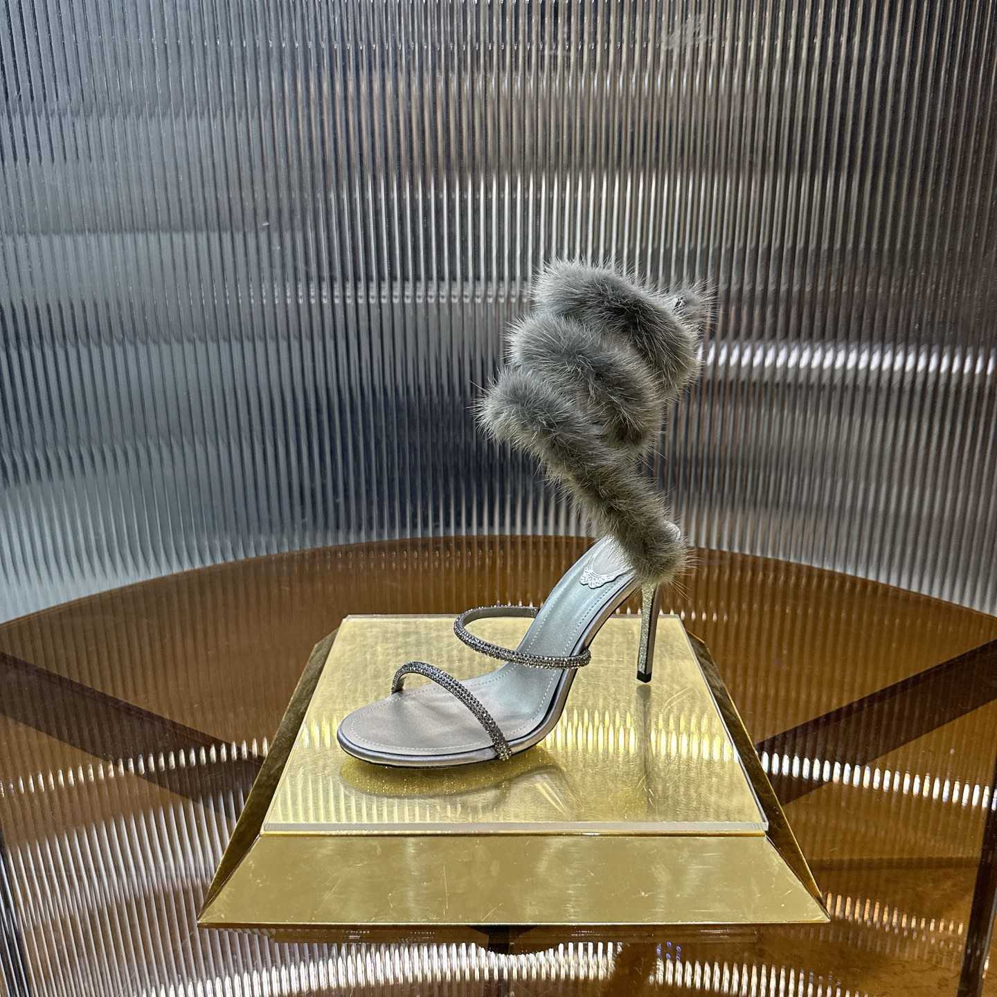 Rene Caovilla Lapin Fur-embellished 95mm Sandal   - EUR FASHION