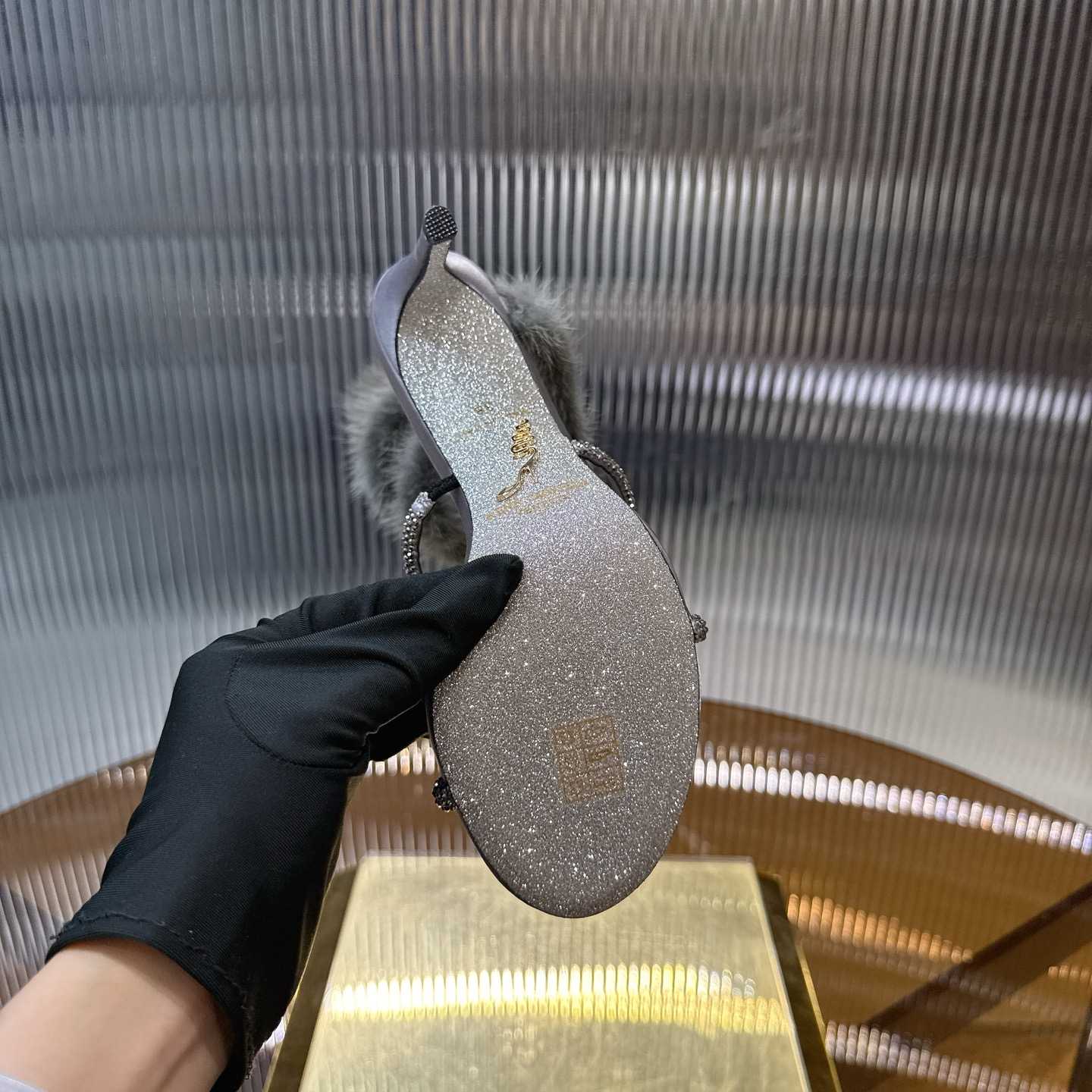 Rene Caovilla Lapin Fur-embellished 95mm Sandal   - EUR FASHION