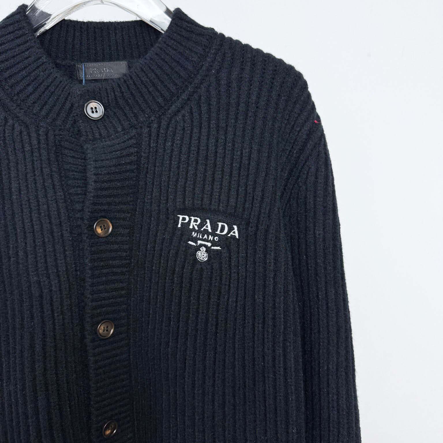 Prada Cashgora Ribbed-Knit Cardigan - EUR FASHION