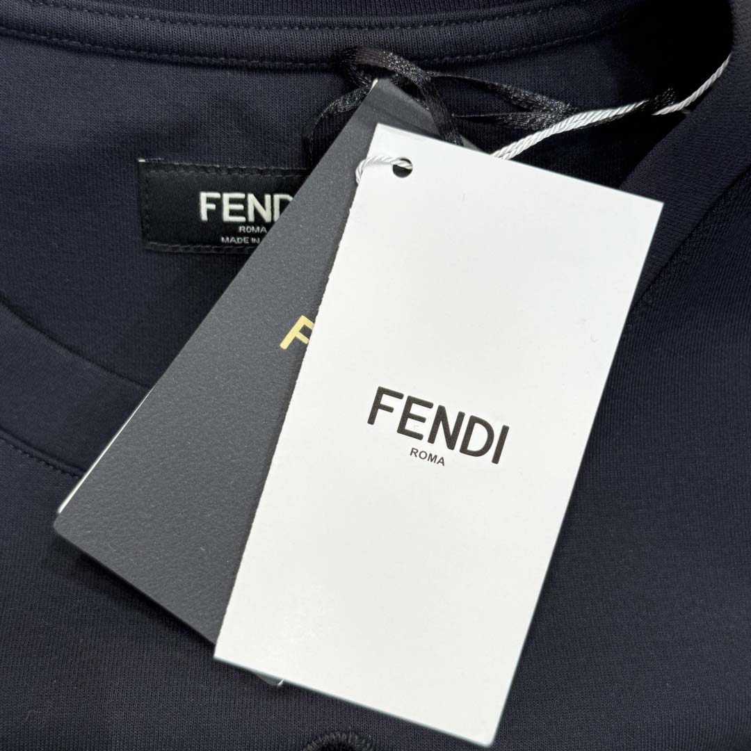 Fendi Dark Blue Cotton T-shirt - EUR FASHION