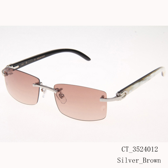 Cartier CT_3524012 White Mix Black Buffalo Sunglasses In Silver Brown - EUR FASHION