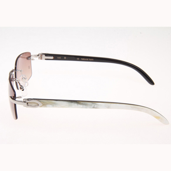 Cartier CT_3524012 White Mix Black Buffalo Sunglasses In Silver Brown - EUR FASHION