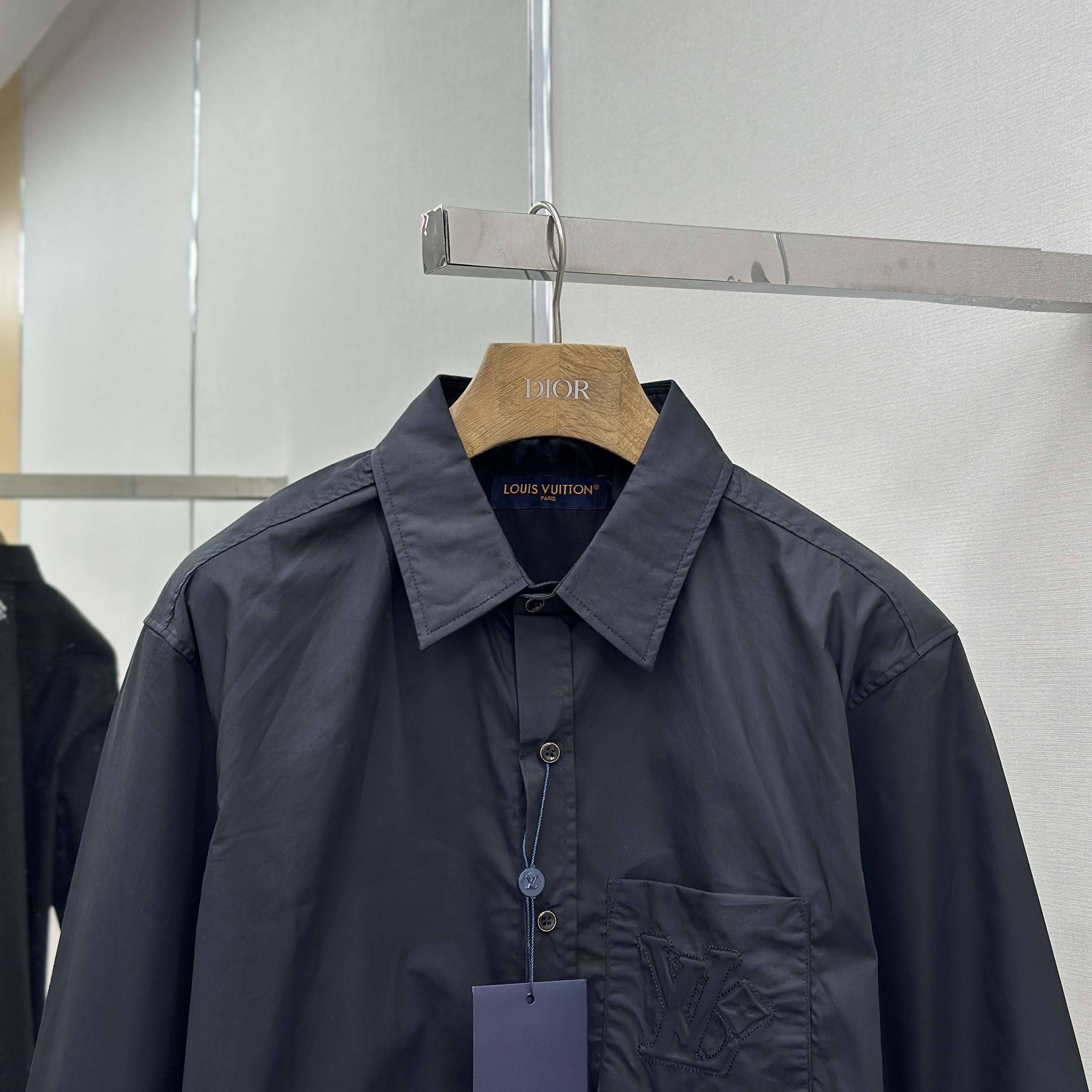 Louis Vuitton Embossed Signature Long-Sleeved Cotton Shirt    - EUR FASHION