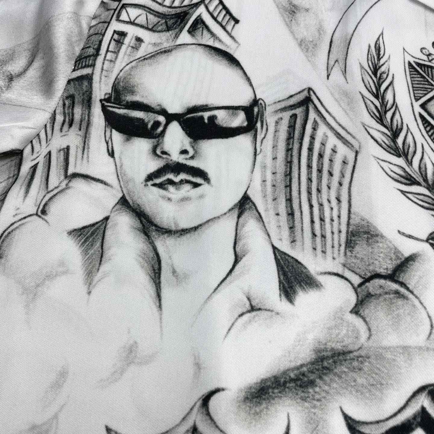 Casablanca Tattoo Long Sleeve Silk Shirt   CA3549 - EUR FASHION