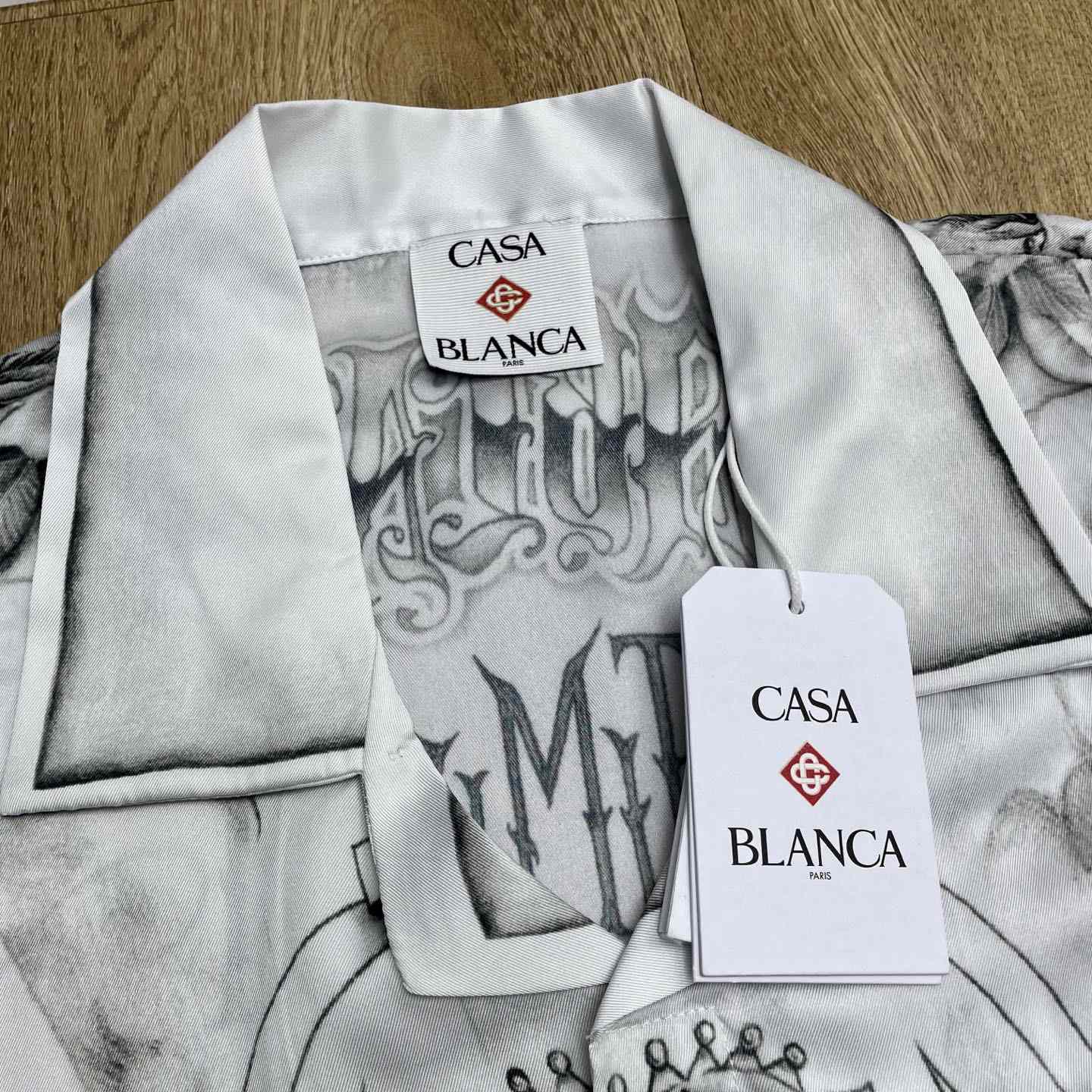 Casablanca Tattoo Long Sleeve Silk Shirt   CA3549 - EUR FASHION