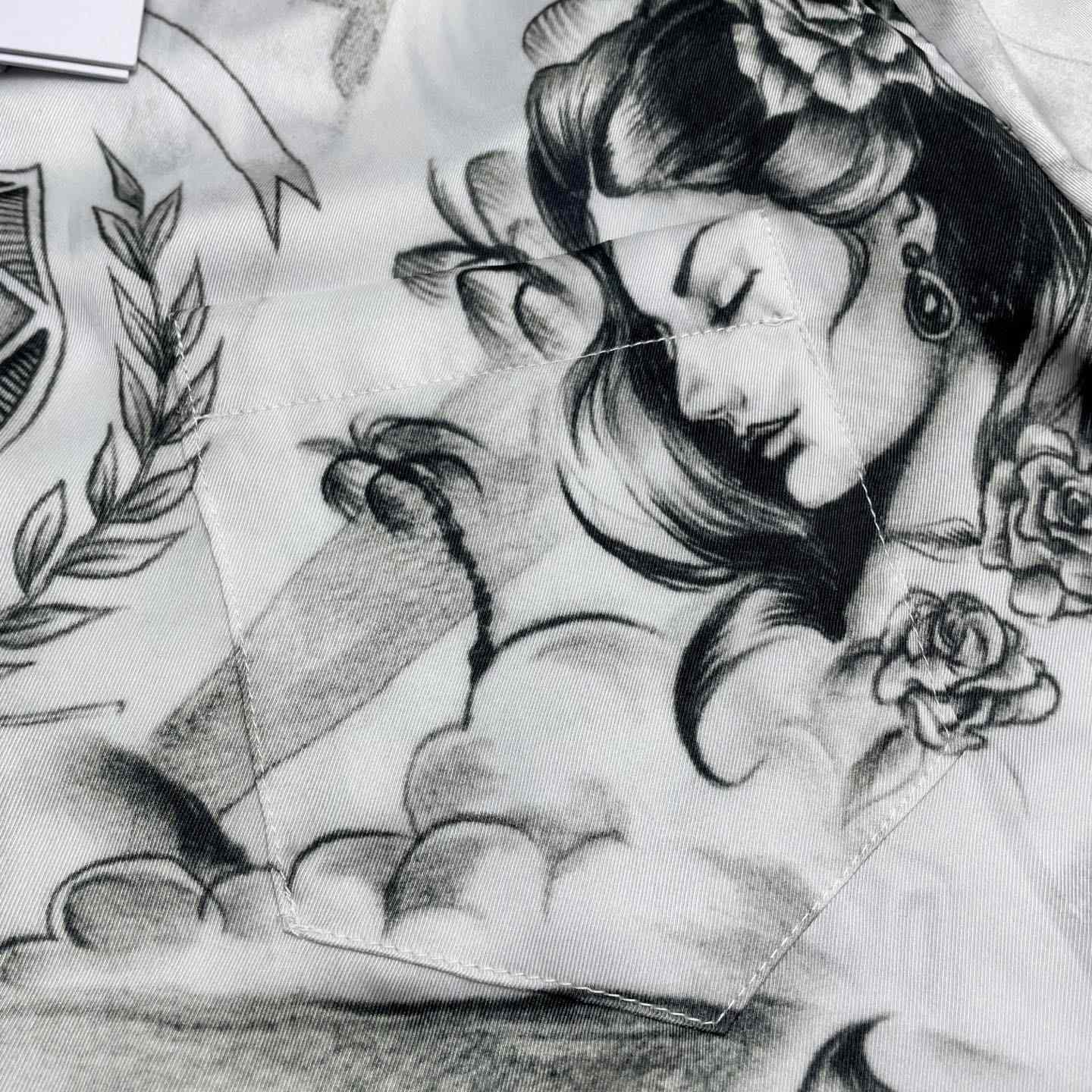 Casablanca Tattoo Long Sleeve Silk Shirt   CA3549 - EUR FASHION