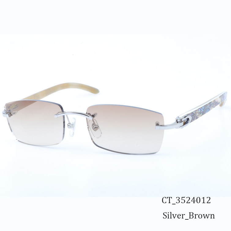 Cartier CT_3524012 Shell Mix White Buffalo Sunglasses In Silver Brown - EUR FASHION