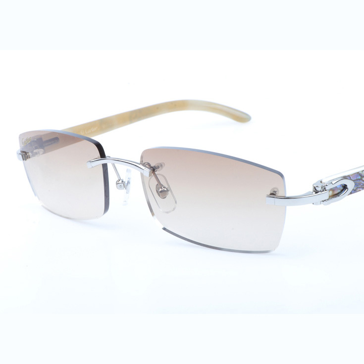 Cartier CT_3524012 Shell Mix White Buffalo Sunglasses In Silver Brown - EUR FASHION
