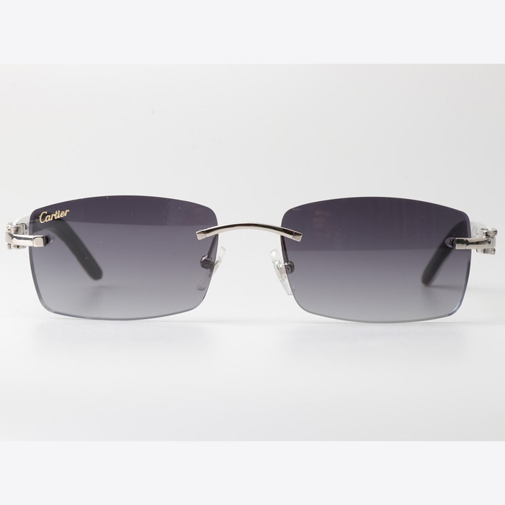 Cartier CT_3524012 White Mix Black Buffalo Sunglasses In Silver Gradient Gray - EUR FASHION