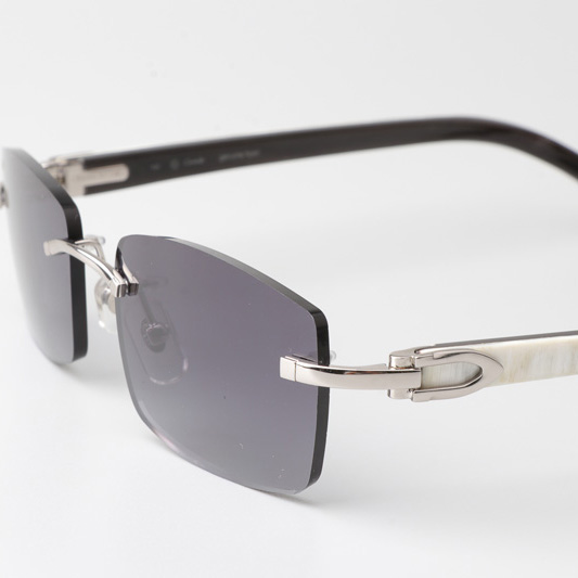 Cartier CT_3524012 White Mix Black Buffalo Sunglasses In Silver Gradient Gray - EUR FASHION
