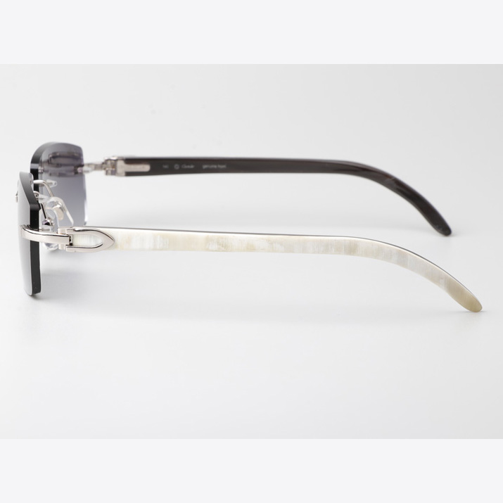 Cartier CT_3524012 White Mix Black Buffalo Sunglasses In Silver Gradient Gray - EUR FASHION