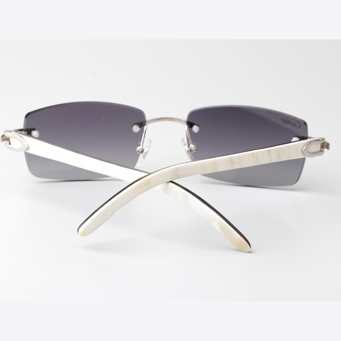 Cartier CT_3524012 White Mix Black Buffalo Sunglasses In Silver Gradient Gray - EUR FASHION