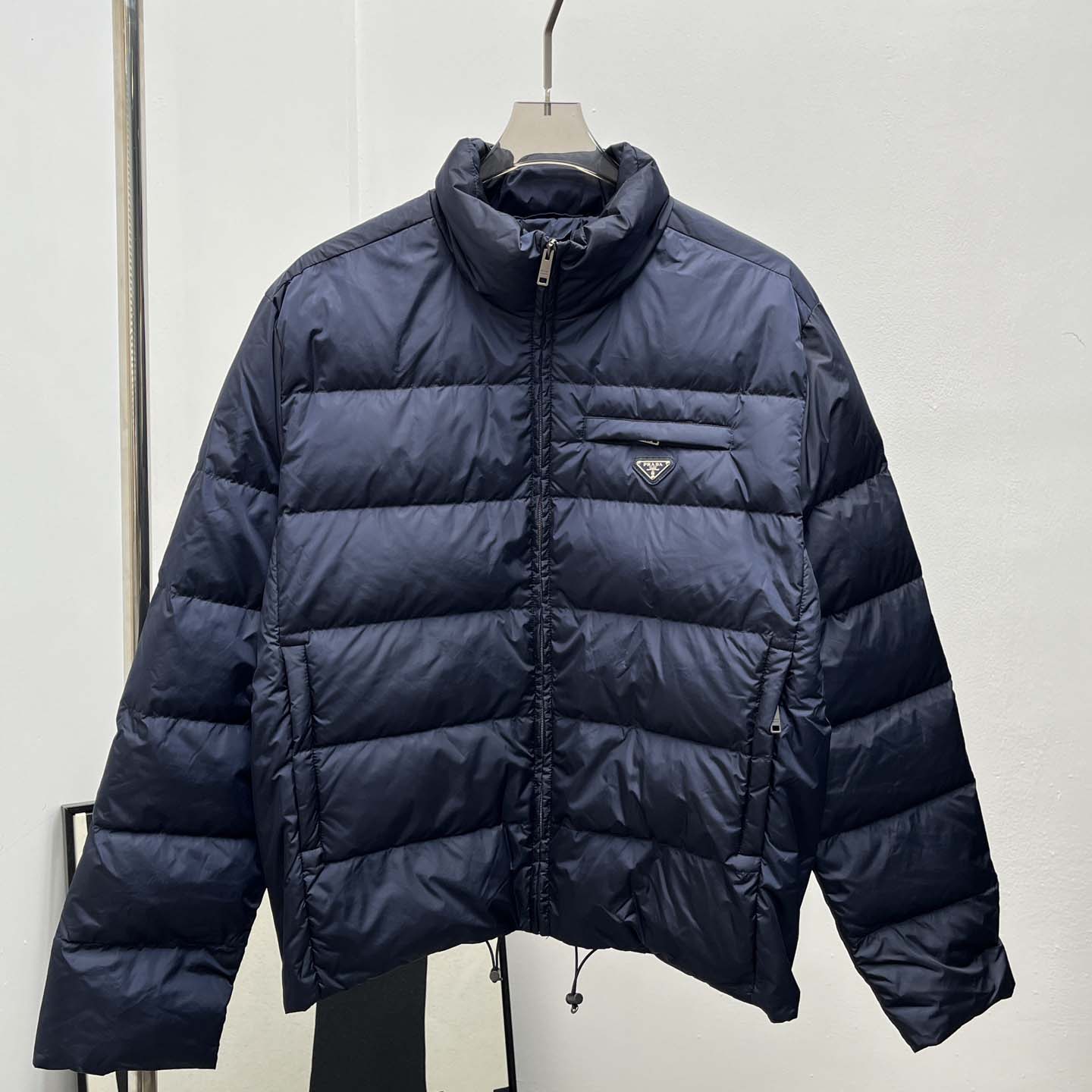 Prada Re-nylon Down Jacket In Navy Blue - EUR FASHION