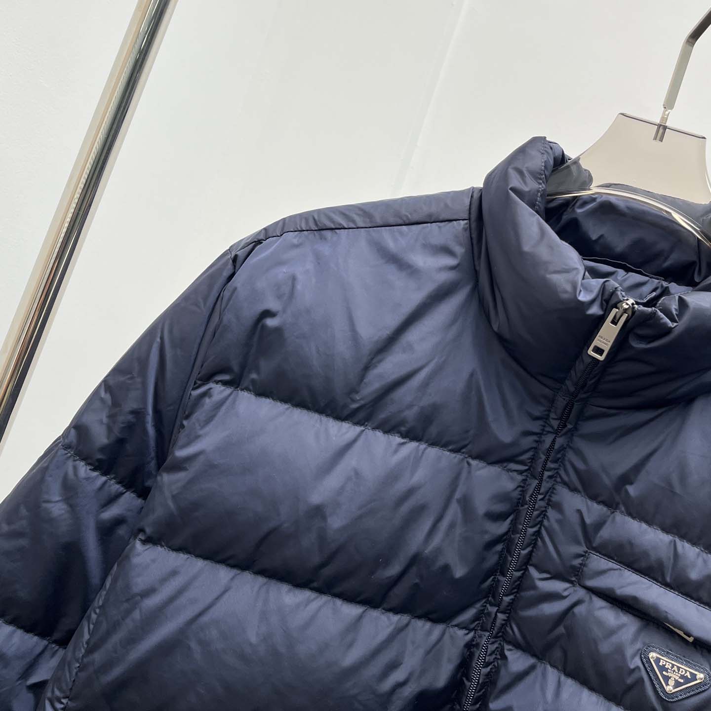 Prada Re-nylon Down Jacket In Navy Blue - EUR FASHION