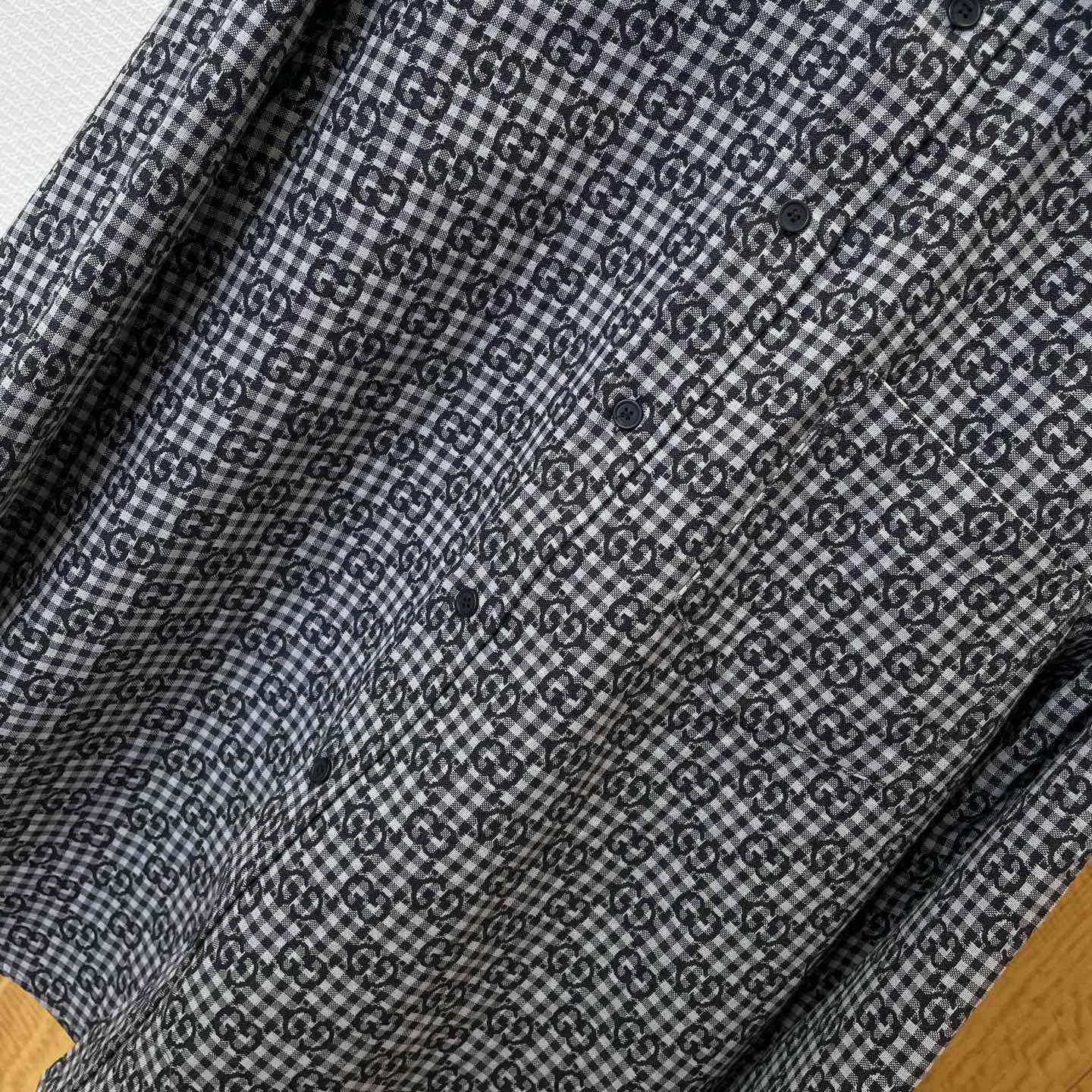 Gucci GG Gingham Cotton Wool Jacquard Shirt - EUR FASHION