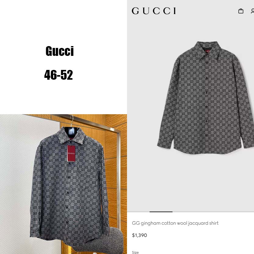 Gucci GG Gingham Cotton Wool Jacquard Shirt - EUR FASHION