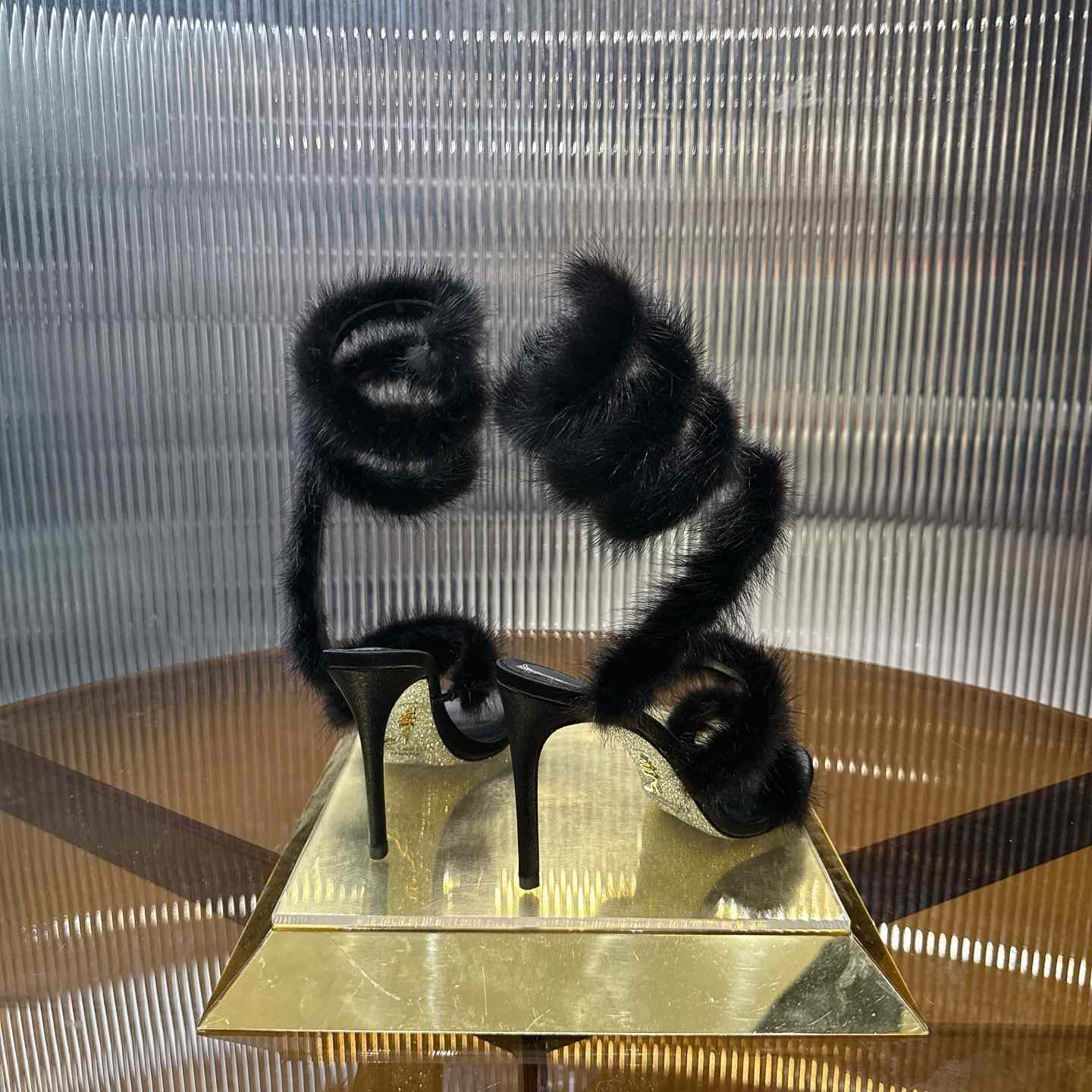 Rene Caovilla Lapin Fur-embellished 95mm Sandal   - EUR FASHION