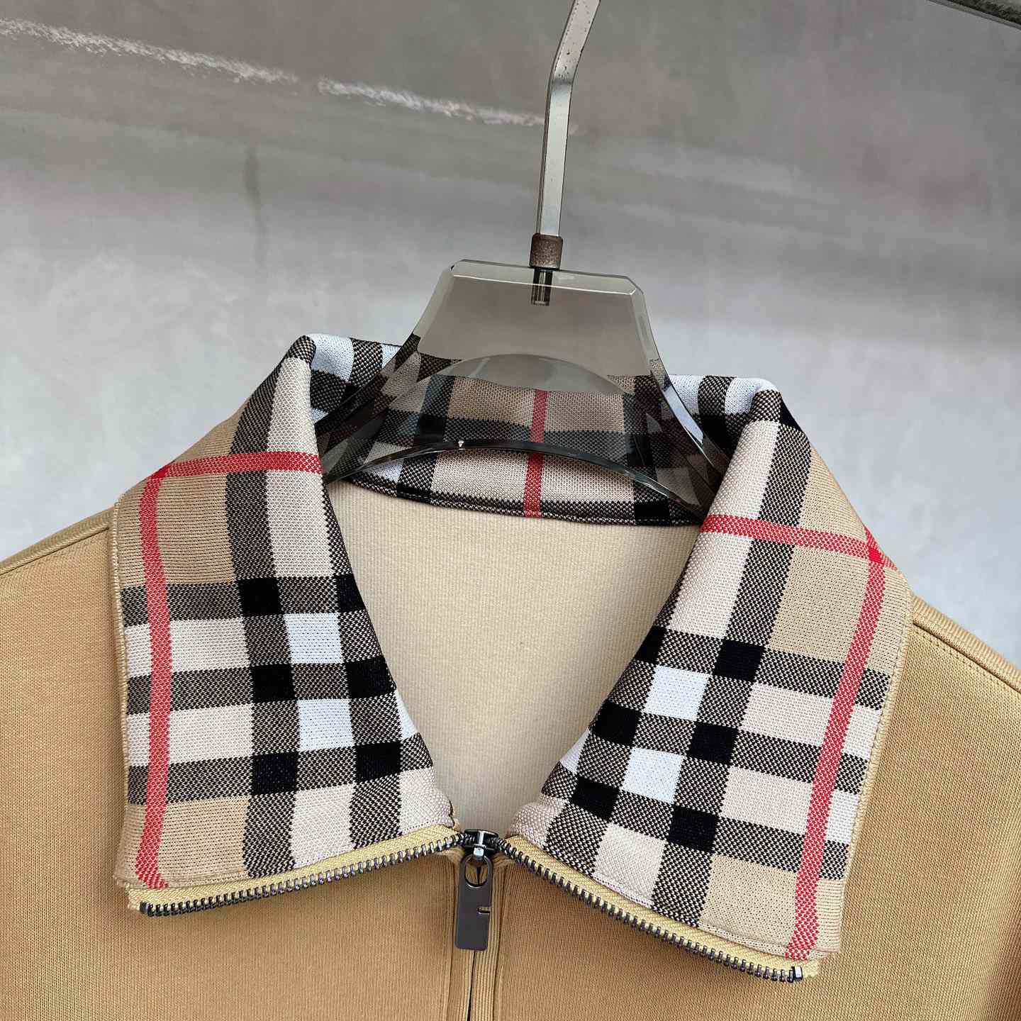 Burberry Check Collar Cotton Half-zip Sweatshirt - EUR FASHION