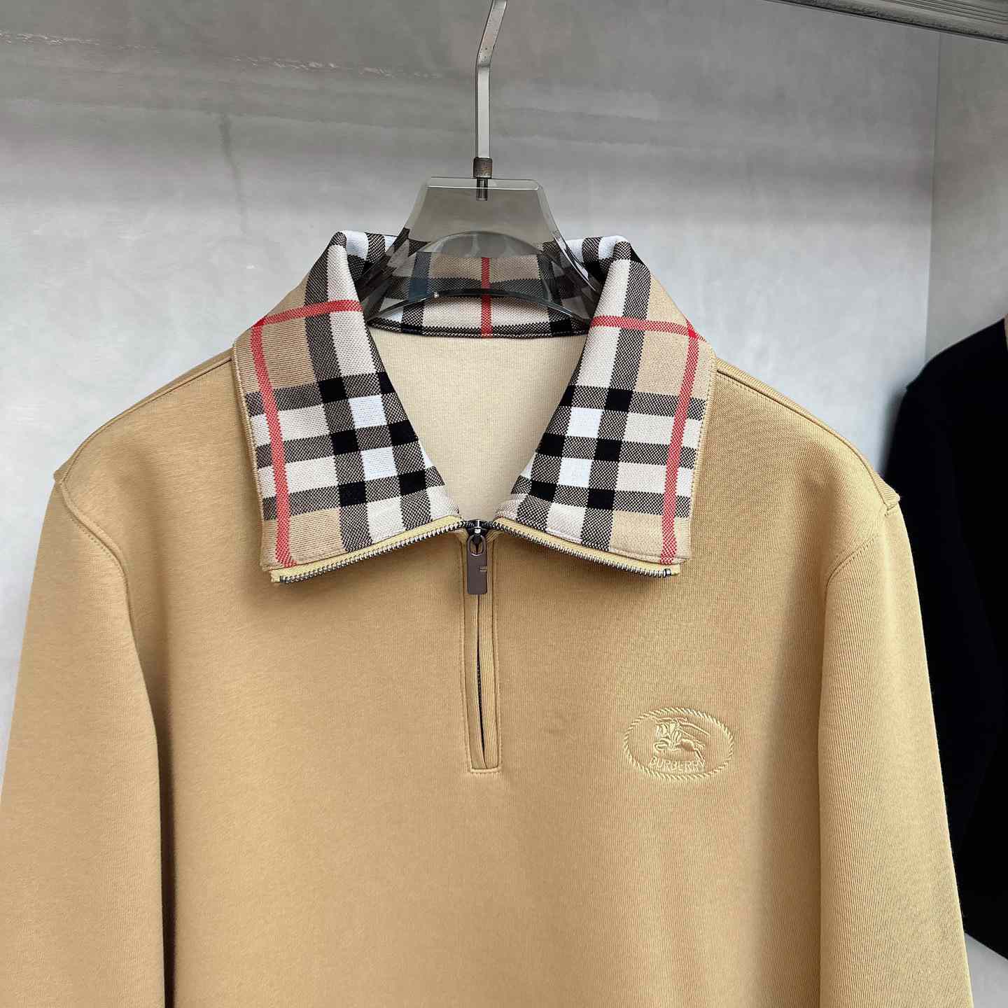 Burberry Check Collar Cotton Half-zip Sweatshirt - EUR FASHION