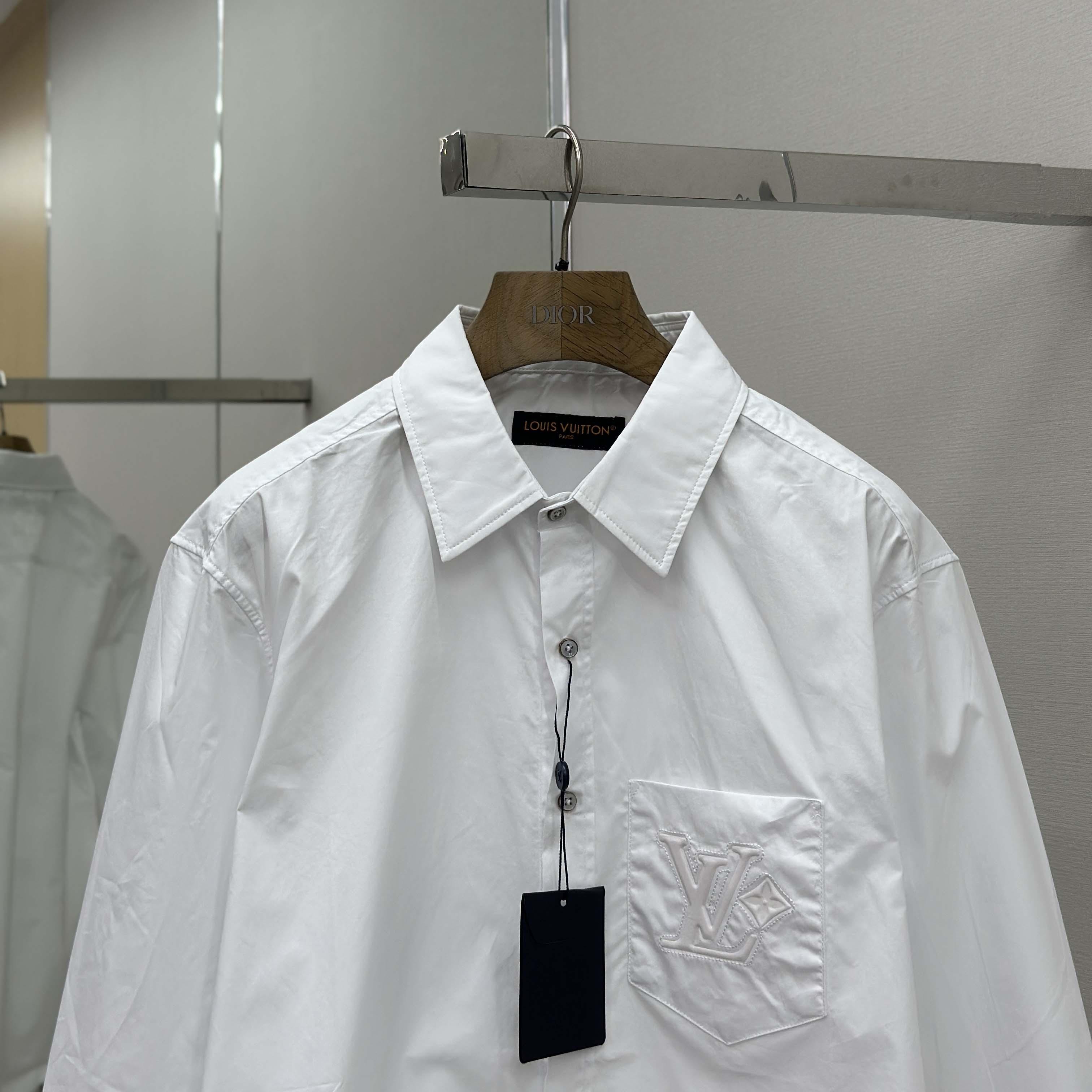 Louis Vuitton Embossed Signature Long-Sleeved Cotton Shirt   1AHVY7 - EUR FASHION